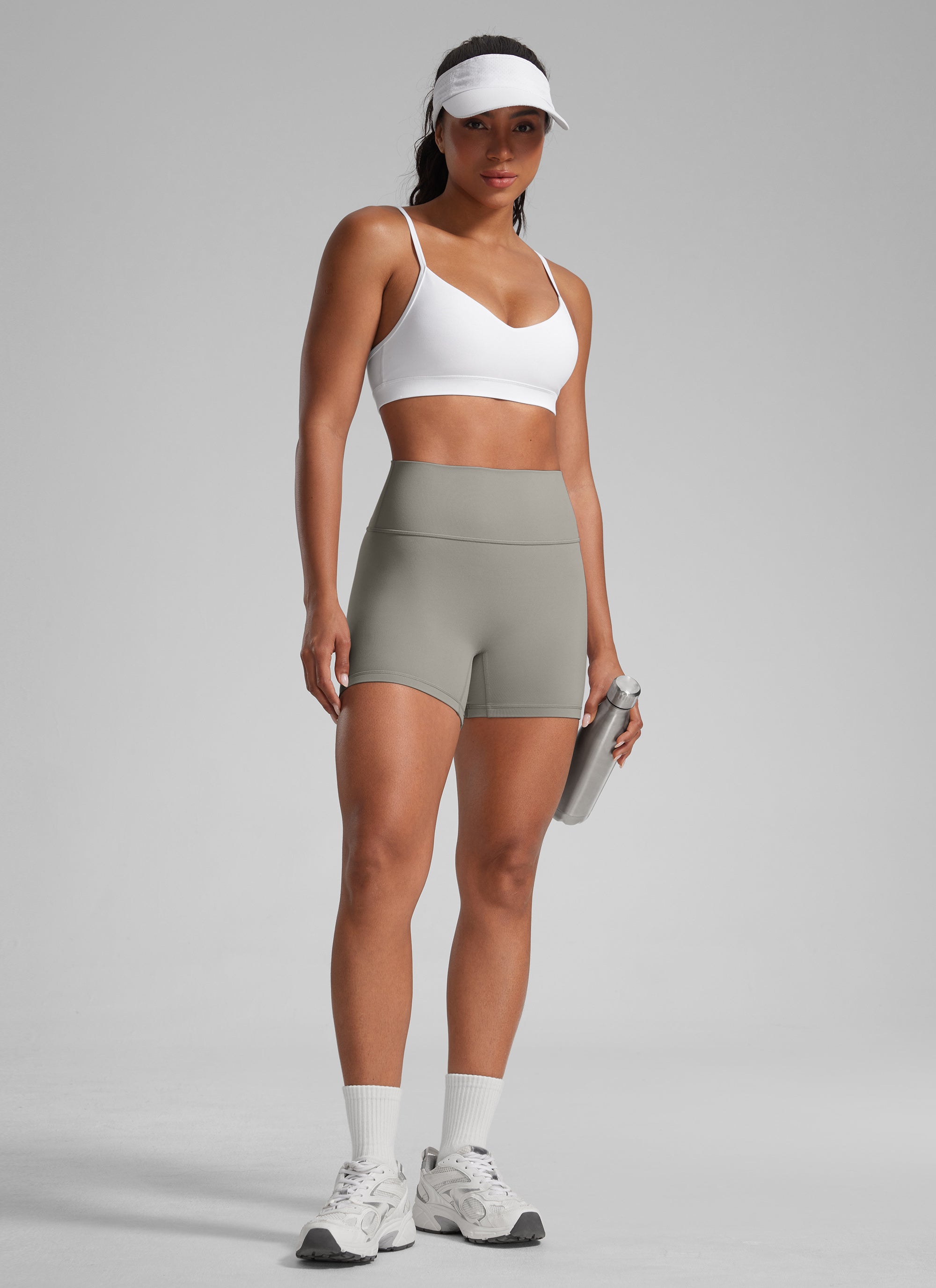 CRZ YOGA Damen Butterlift SecretSculpt Scrunch Butt Lifting Shorts10cm Rock grau