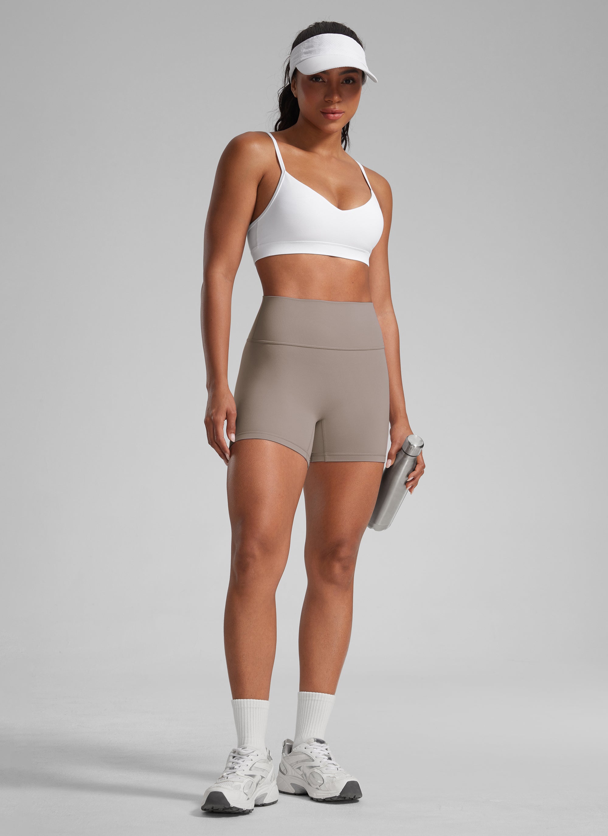 CRZ YOGA Damen Butterlift SecretSculpt Scrunch Butt Lifting Shorts10cm Cremiger Milchkaffee
