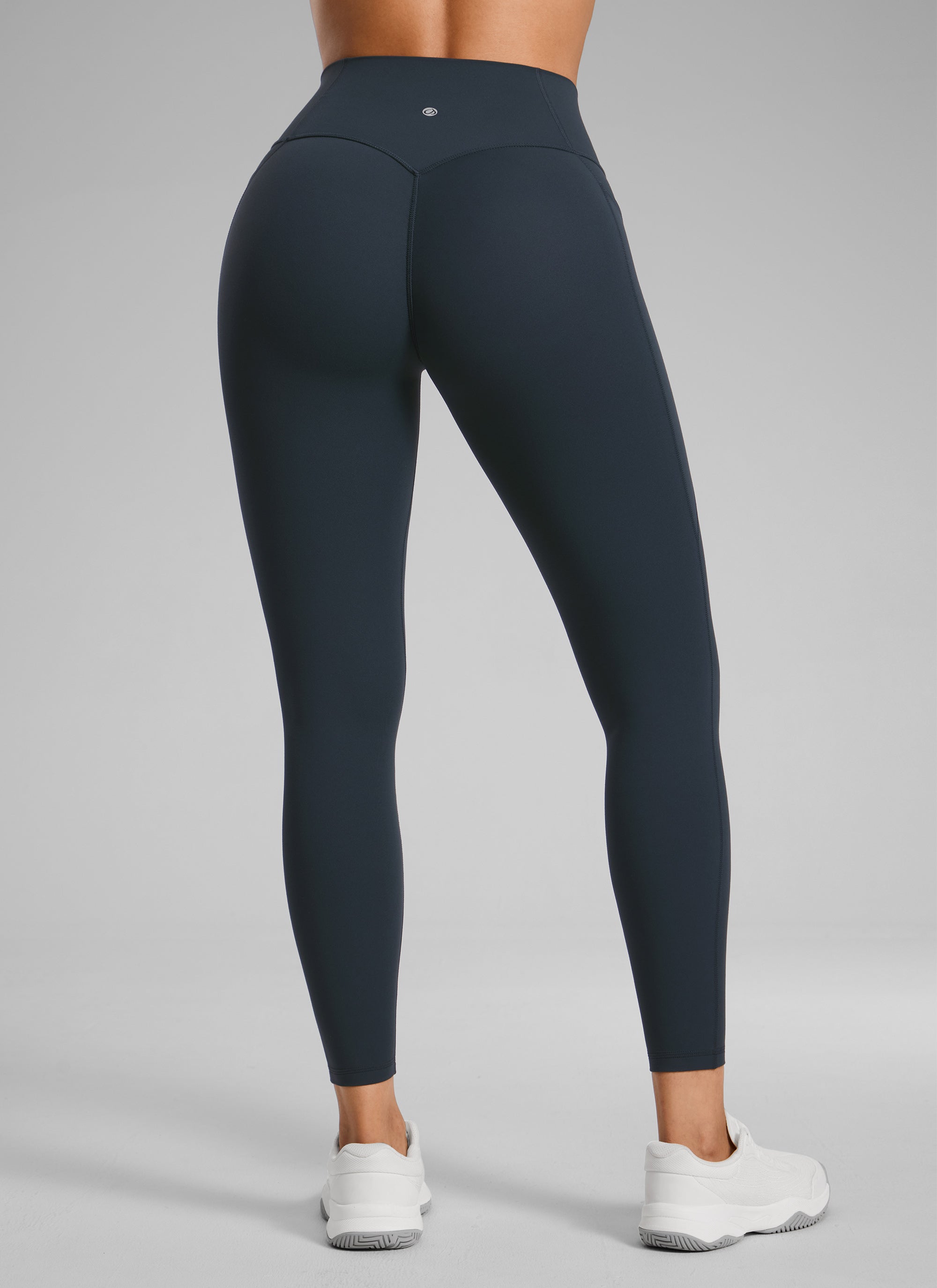 CRZ YOGA Damen Butterlift Keine Vordernaht Leggings mit Taschen-64cm Echte Marine