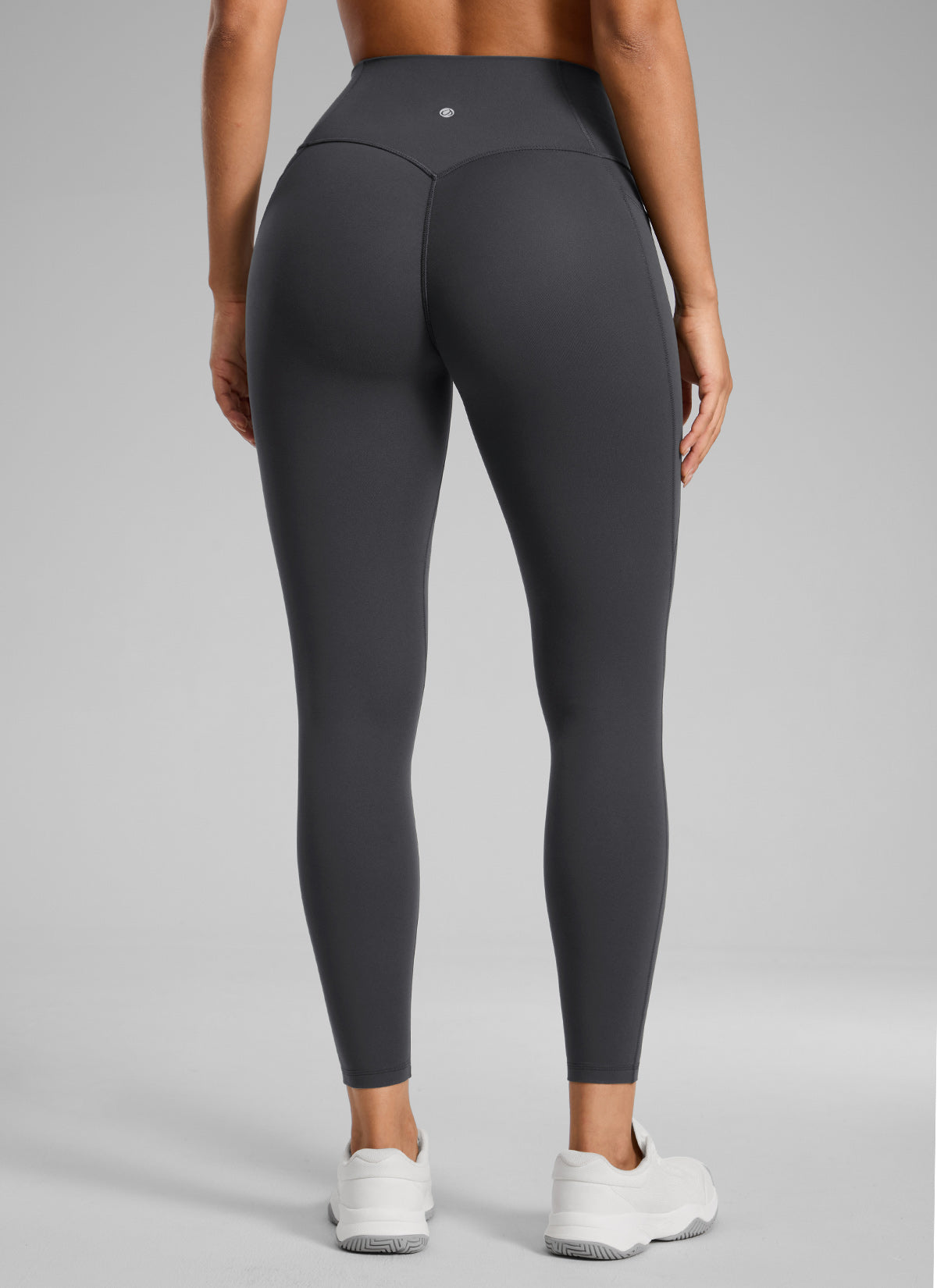 CRZ YOGA Damen Butterlift Keine Vordernaht Leggings mit Taschen-64cm Mysteriöses Grau