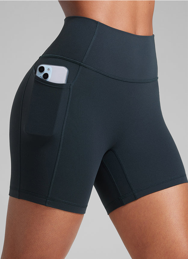 CRZ YOGA Damen Secretsculpt Butterlift Biker mit Taschen - 13cm Echte Marine @model_info:Crystal