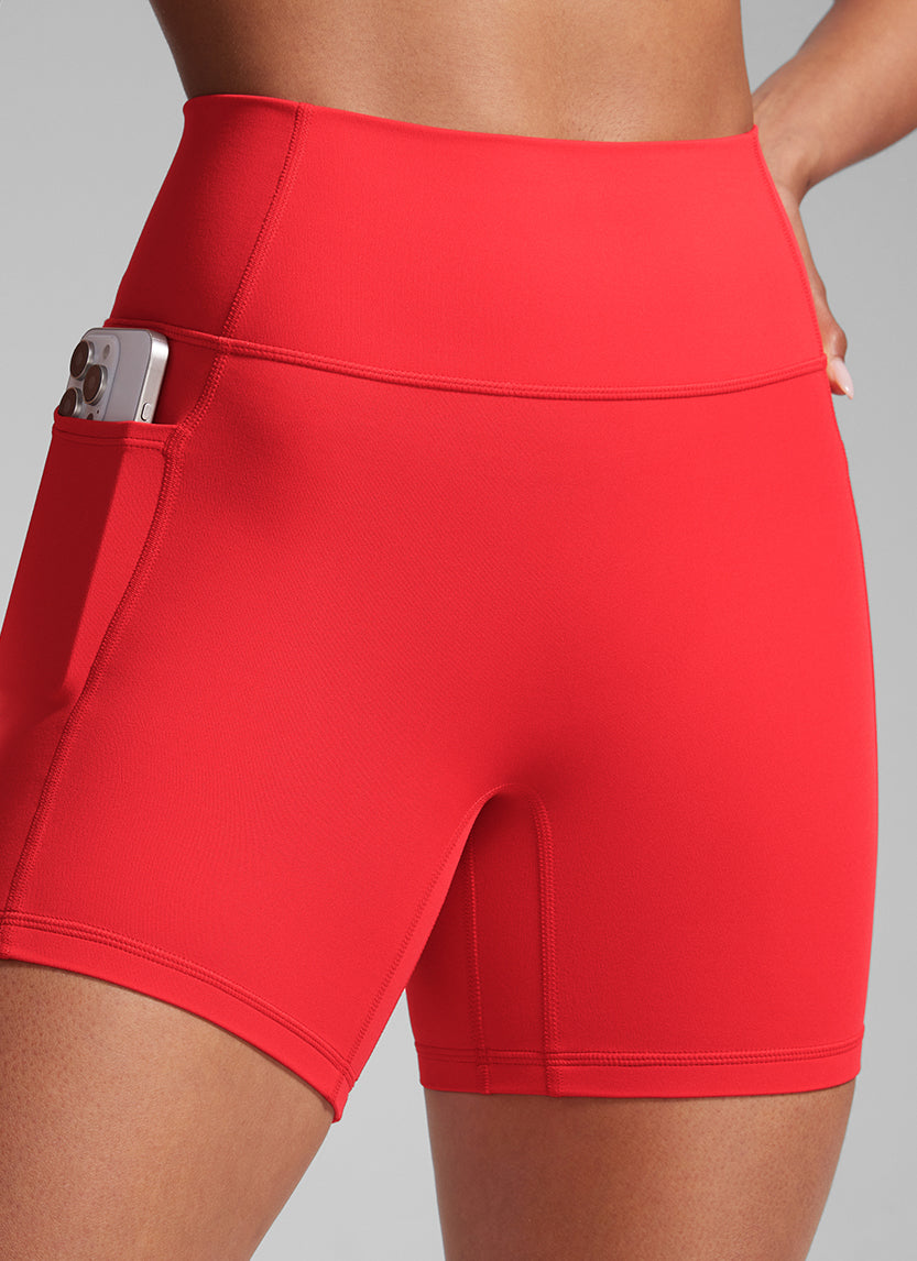CRZ YOGA Damen Secretsculpt Butterlift Biker mit Taschen - 13cm Tiefrot