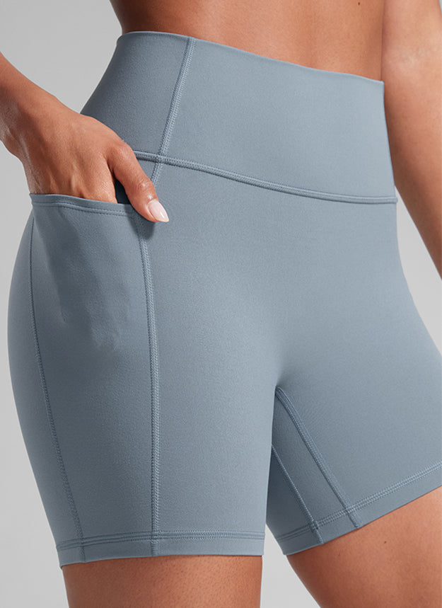 CRZ YOGA Damen Secretsculpt Butterlift Biker mit Taschen - 13cm Belgisches Blau