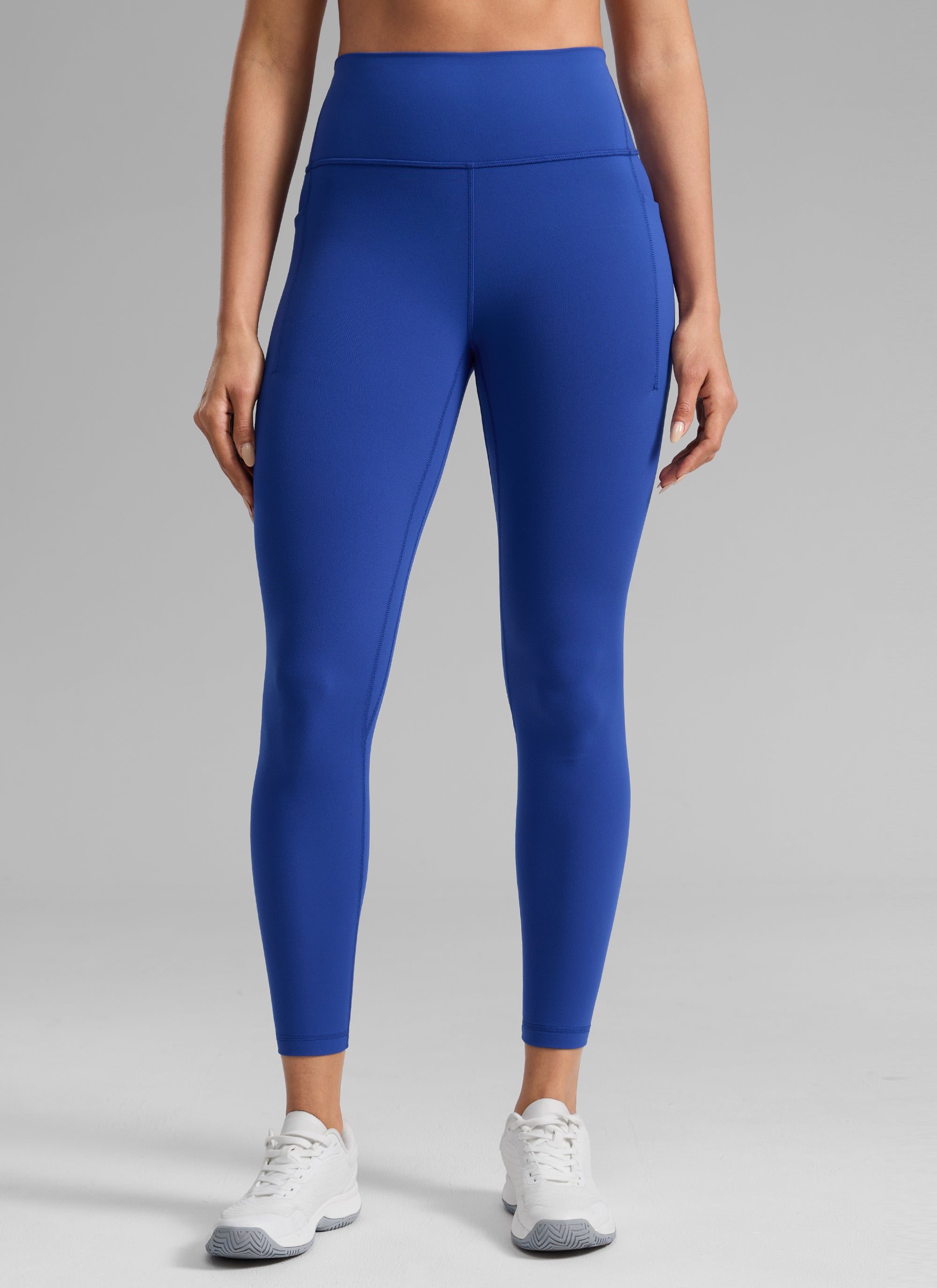 CRZ YOGA Damen Butterlift Leggings mit Seitentaschen - 64cm Wellen Blau