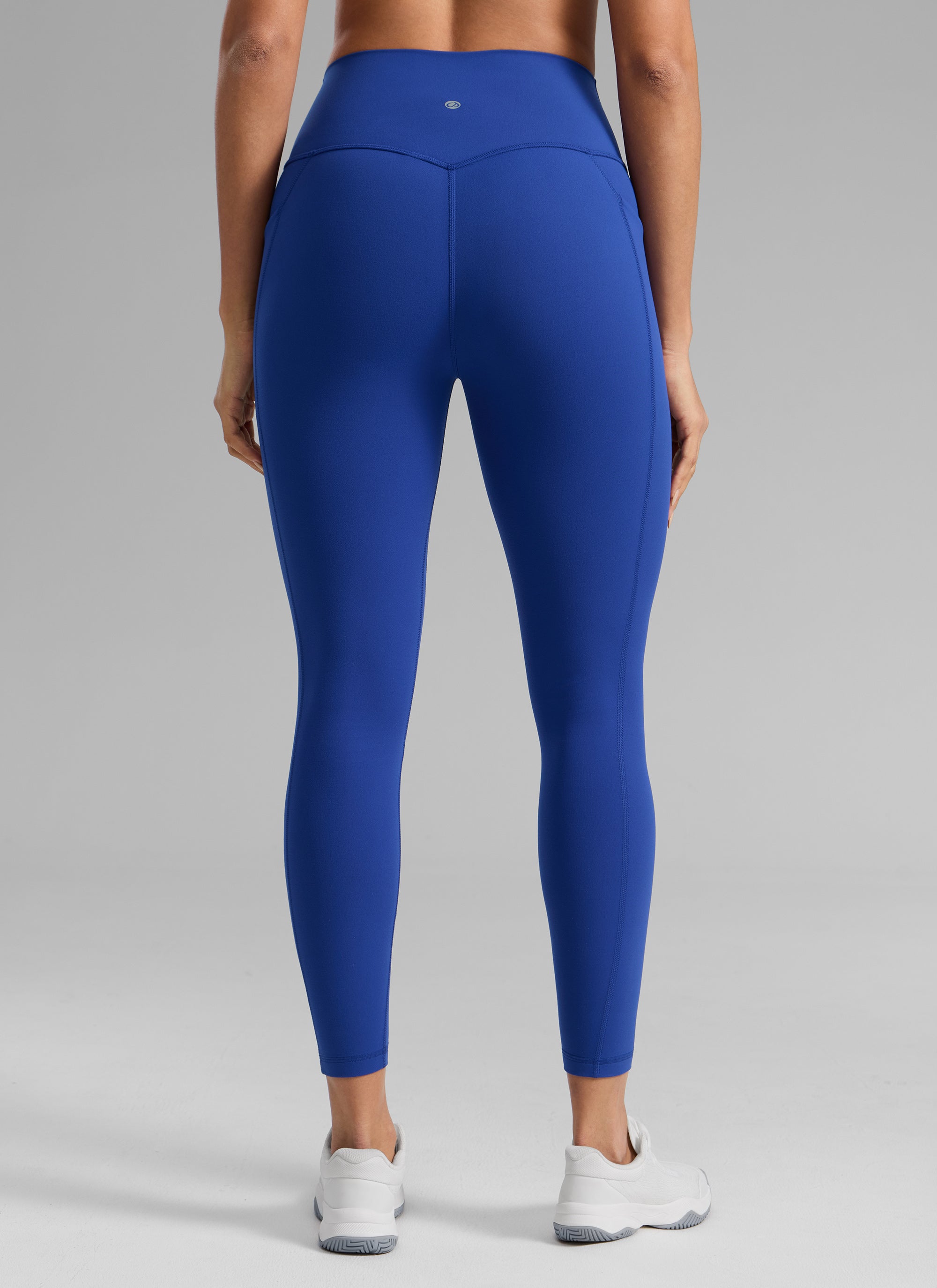 CRZ YOGA Damen Butterlift Leggings mit Seitentaschen - 64cm Wellen Blau