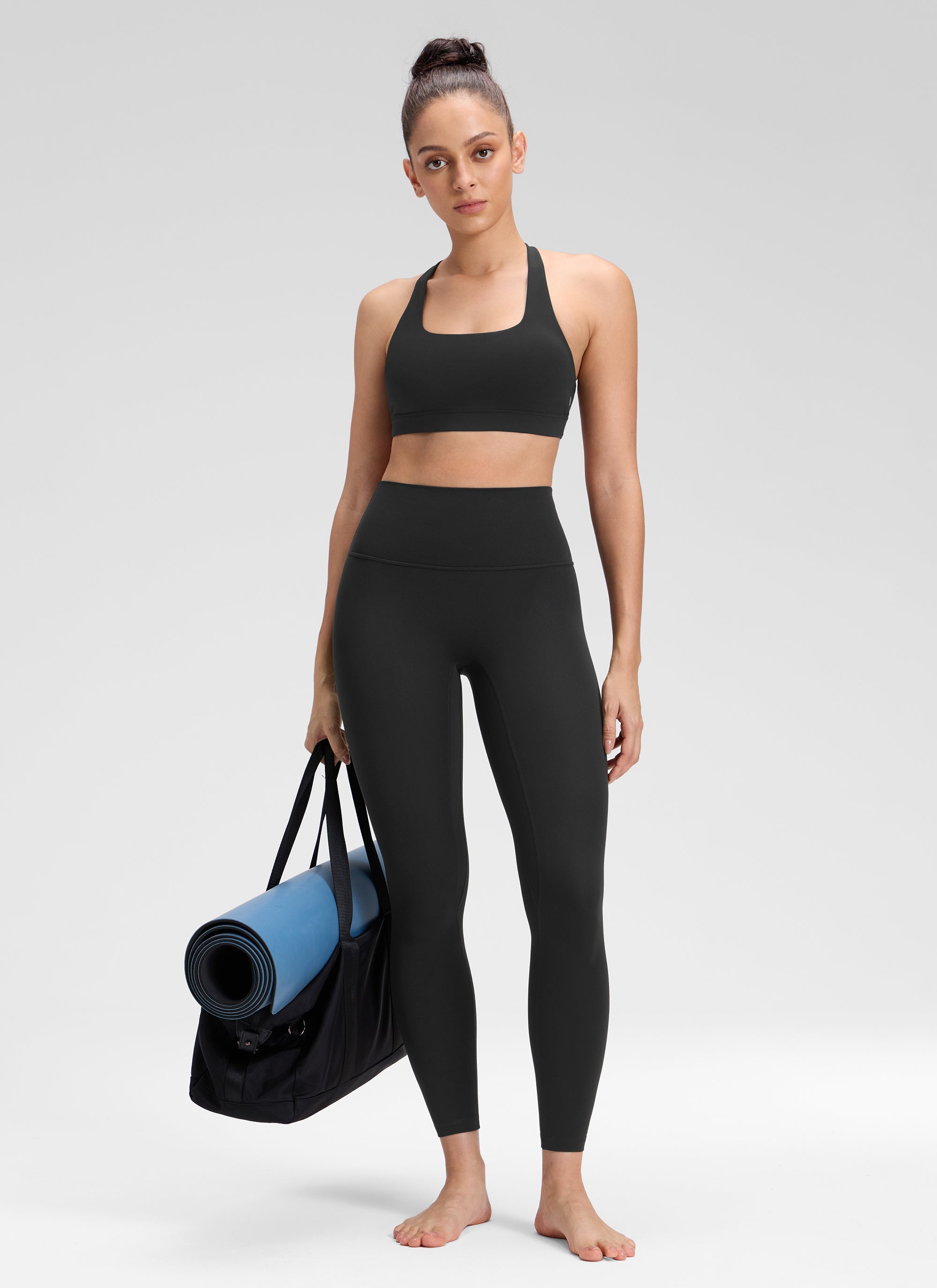 CRZ YOGA Damen Butterluxe Keine Vordernaht Yoga Leggings - 64cm Schwarz