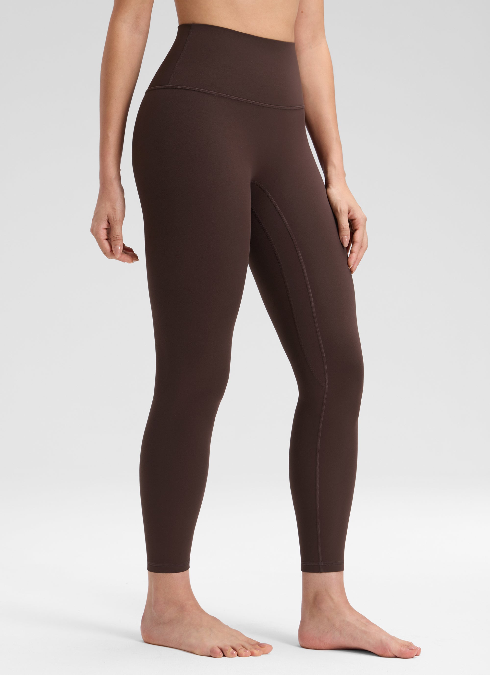 CRZ YOGA Damen Butterluxe Keine Vordernaht Yoga Leggings - 64cm Heißes Fudge-Brown