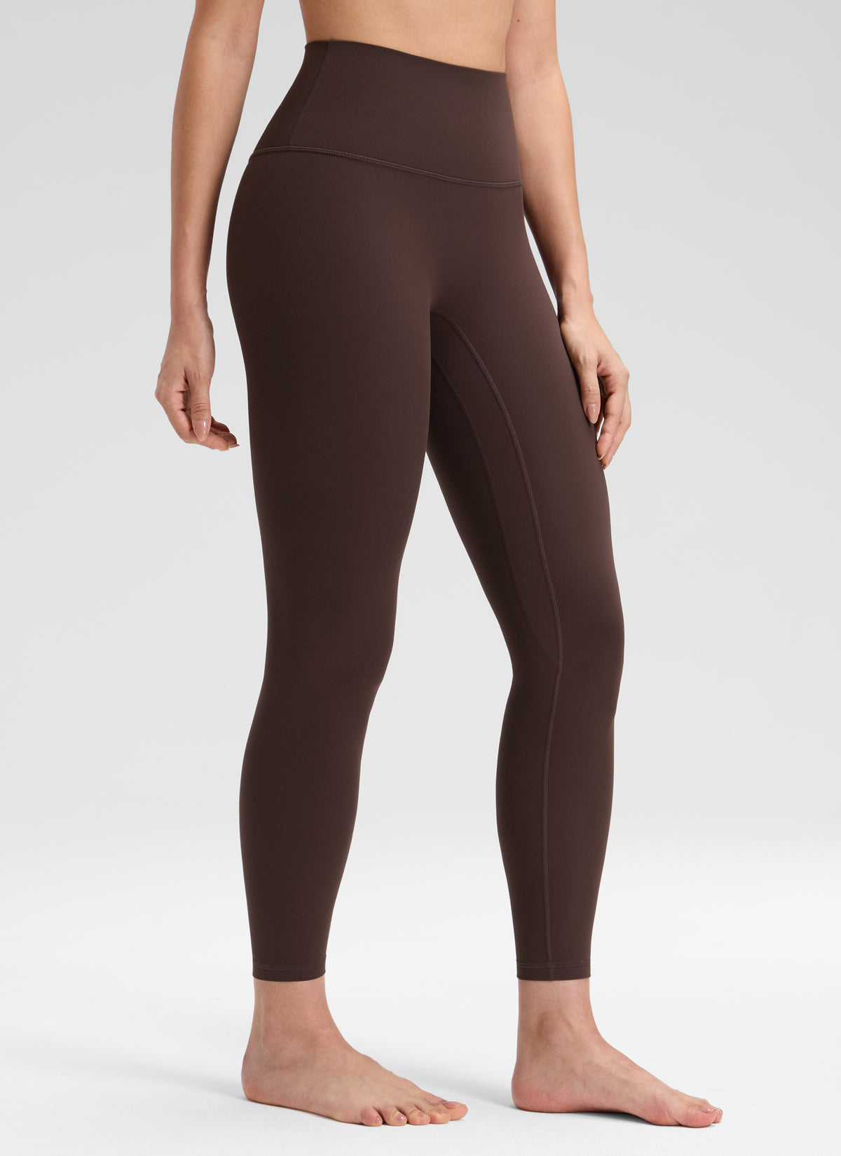 CRZ YOGA Damen Butterluxe Keine Vordernaht Yoga Leggings - 64cm Heißes Fudge-Brown @model_info:Bruna