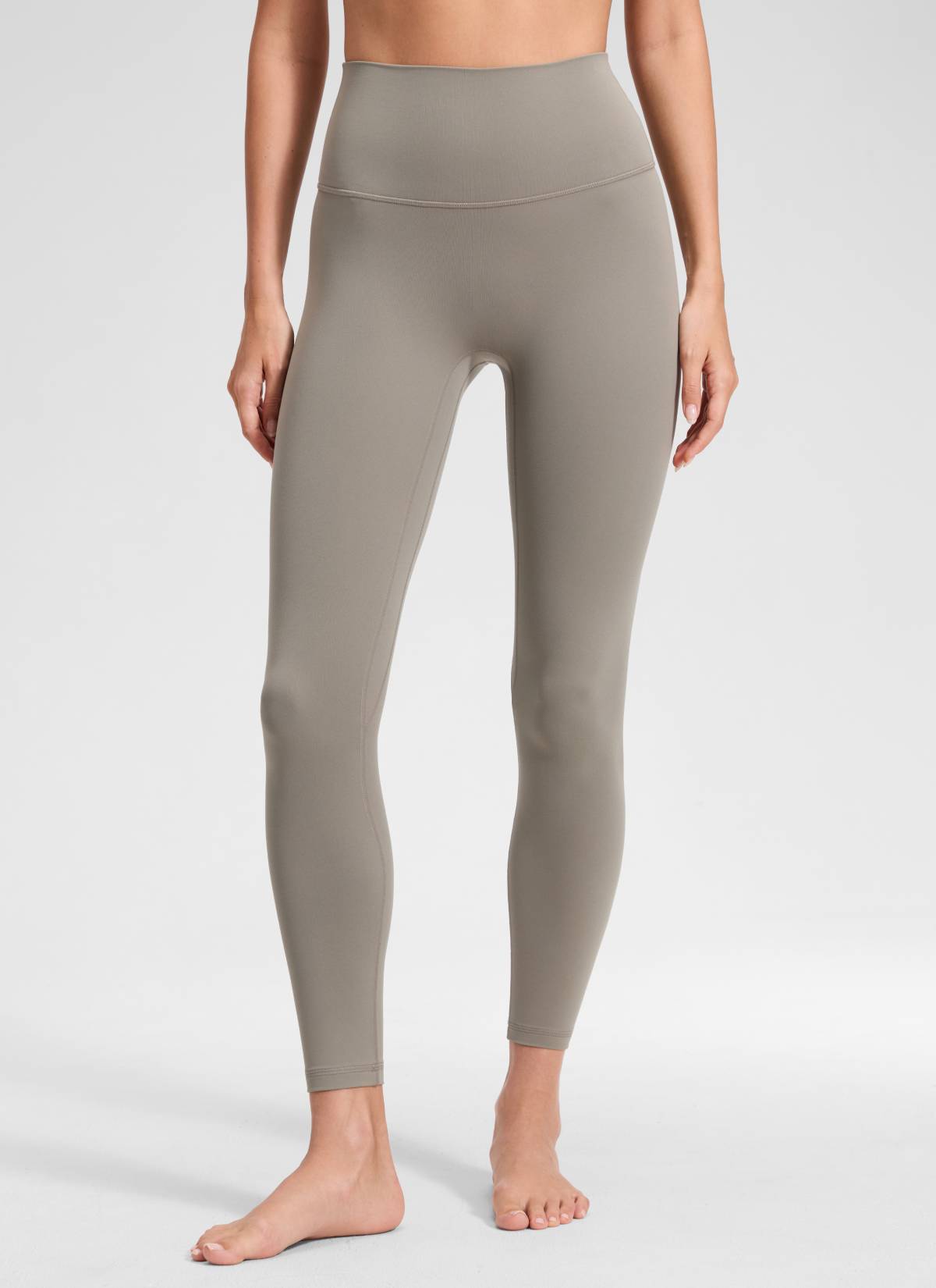 CRZ YOGA Damen Butterluxe Keine Vordernaht Yoga Leggings - 64cm Warmes Aschgrau
