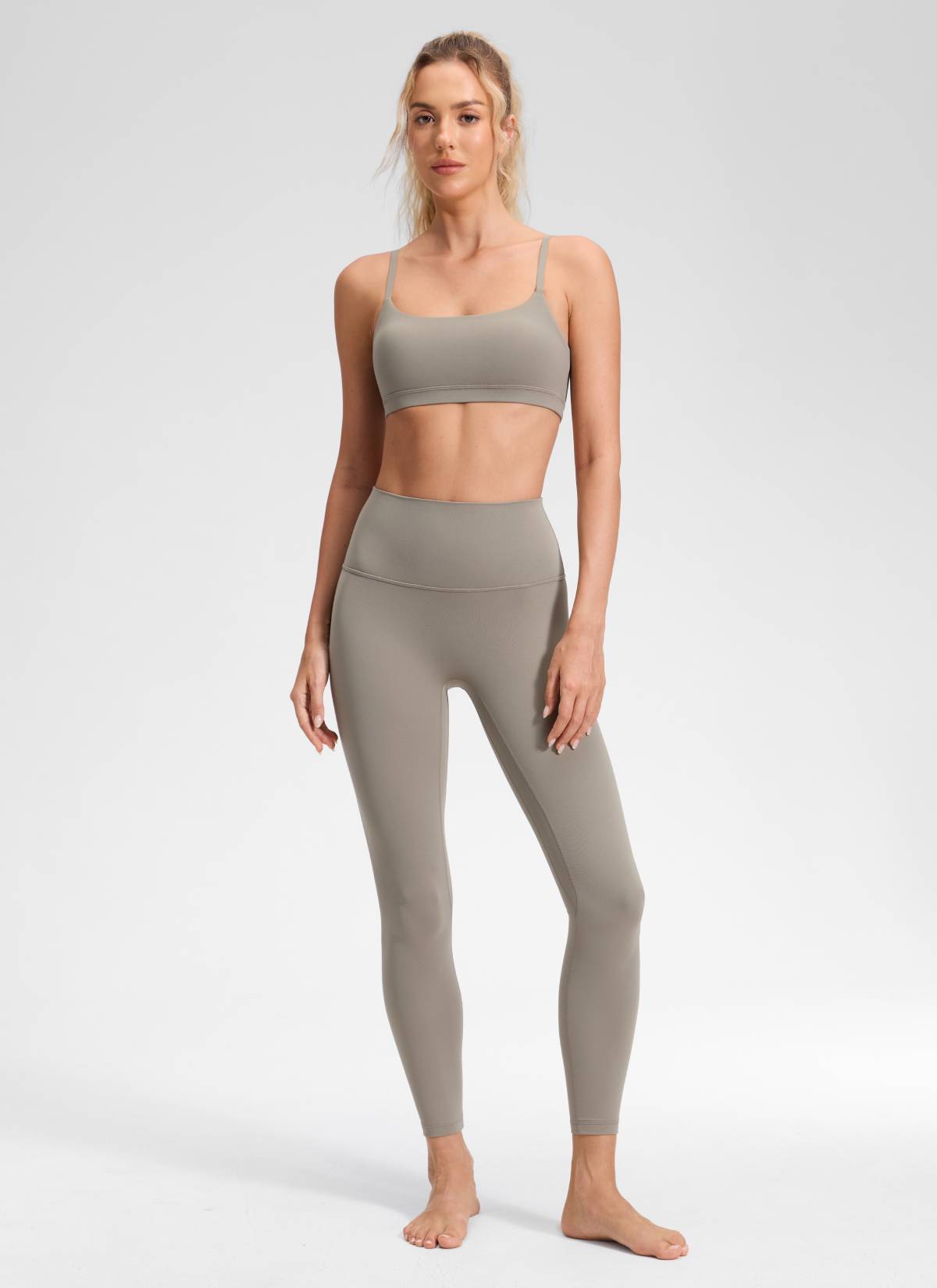 CRZ YOGA Damen Butterluxe Keine Vordernaht Yoga Leggings - 64cm Warmes Aschgrau