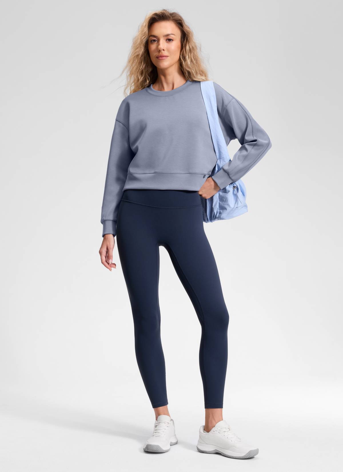 CRZ YOGA Damen Butterluxe Keine Vordernaht Yoga Leggings - 64cm Club Blau
