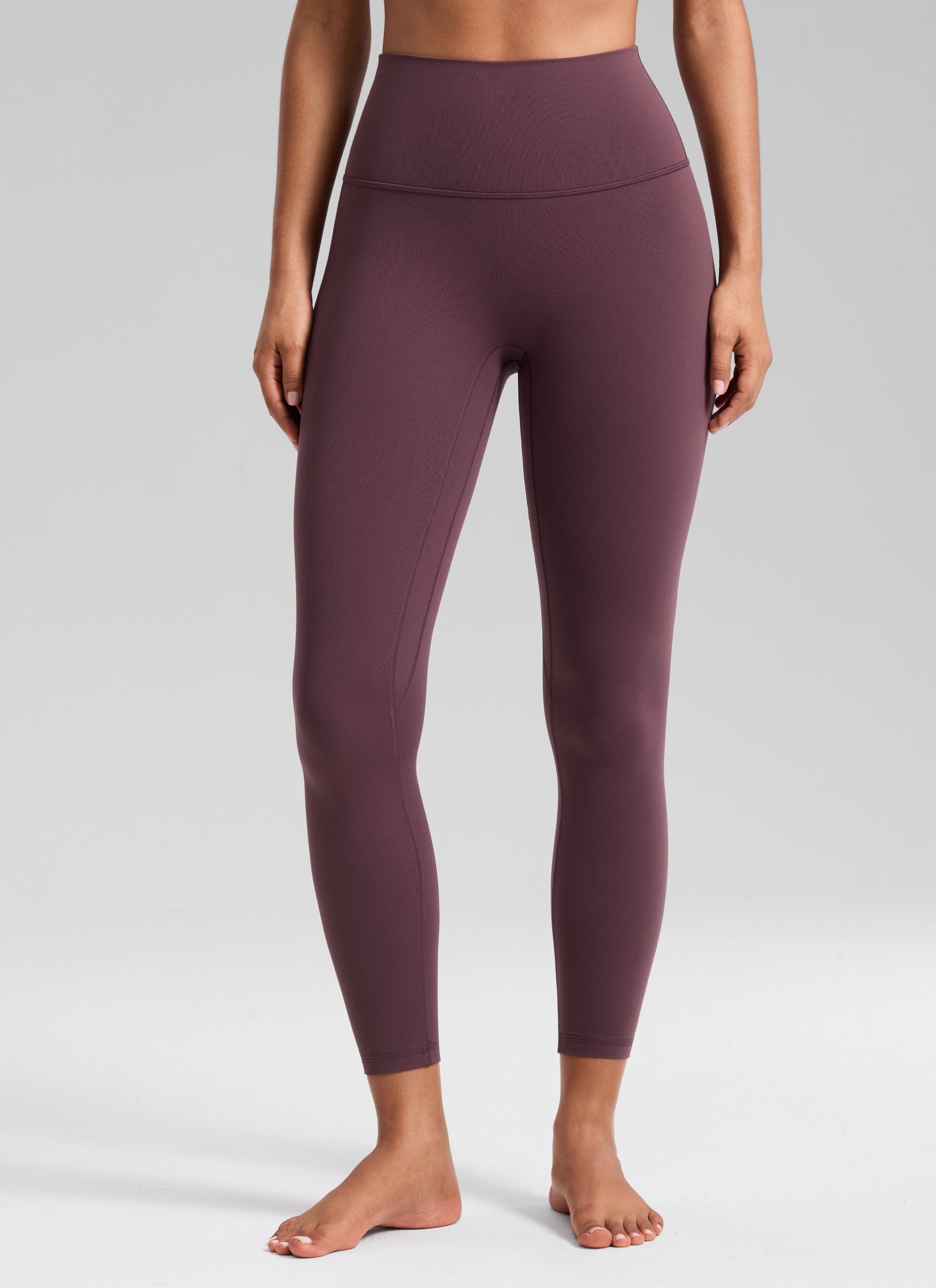 CRZ YOGA Damen Butterluxe Keine Vordernaht Yoga Leggings - 64cm Pflaumenbraun