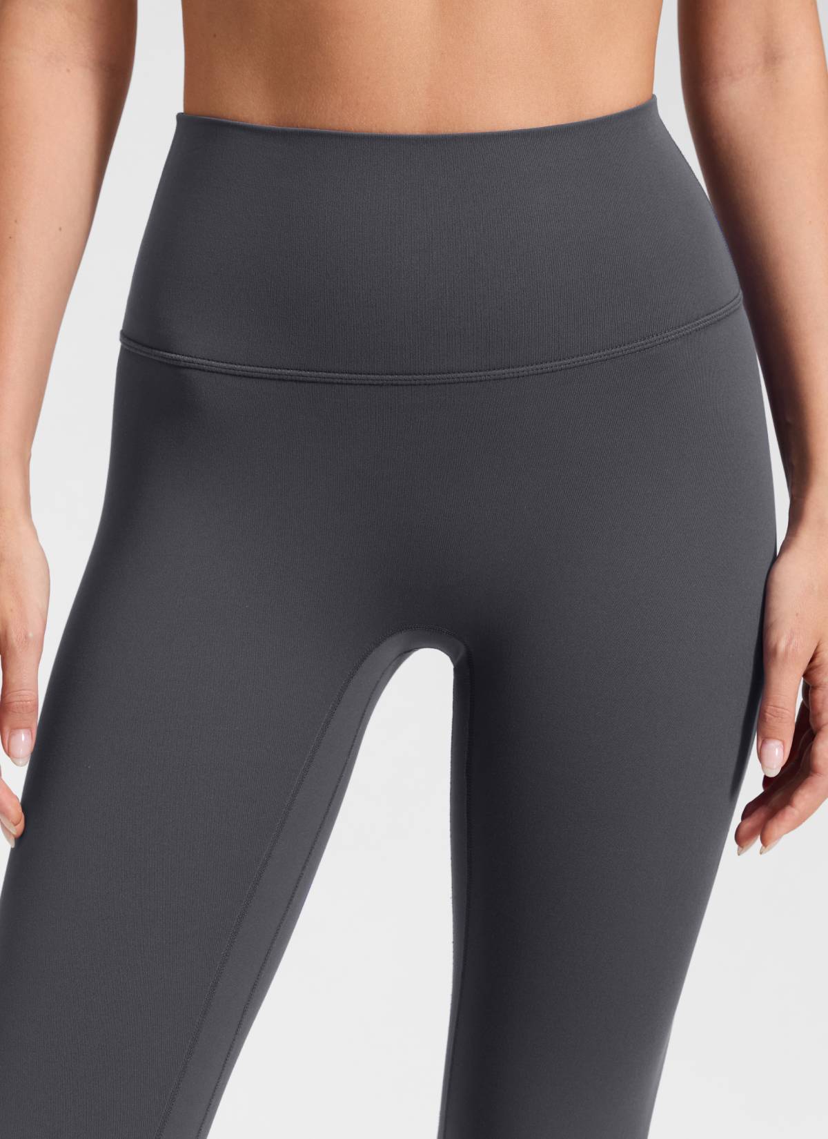 CRZ YOGA Damen Butterluxe Keine Vordernaht Yoga Leggings - 64cm Graphitgrau