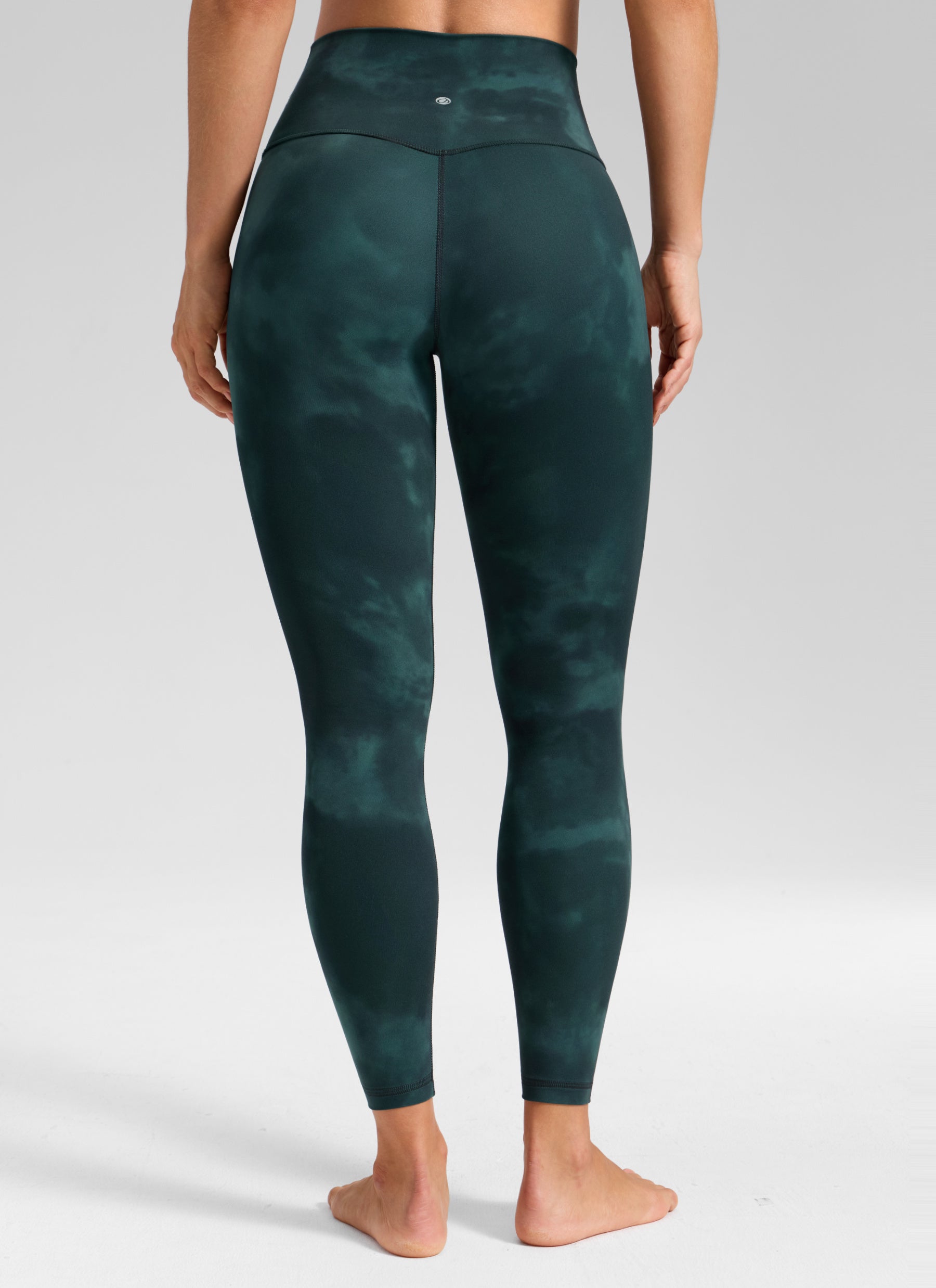 CRZ YOGA Damen Butterluxe Keine Vordernaht Yoga Leggings - 64cm Smaragdgrüne Batikblumen