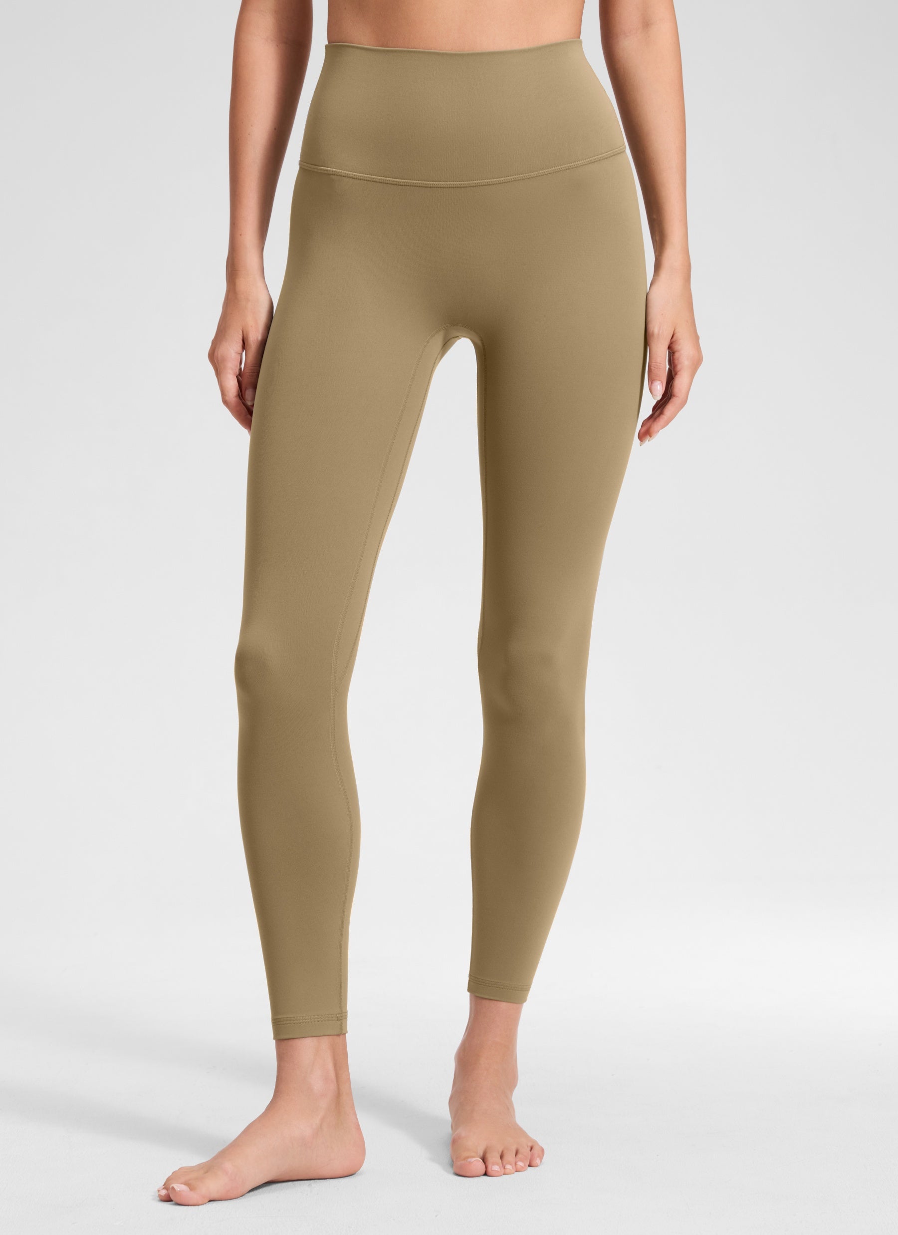 CRZ YOGA Damen Butterluxe Keine Vordernaht Yoga Leggings - 64cm Seele Braun