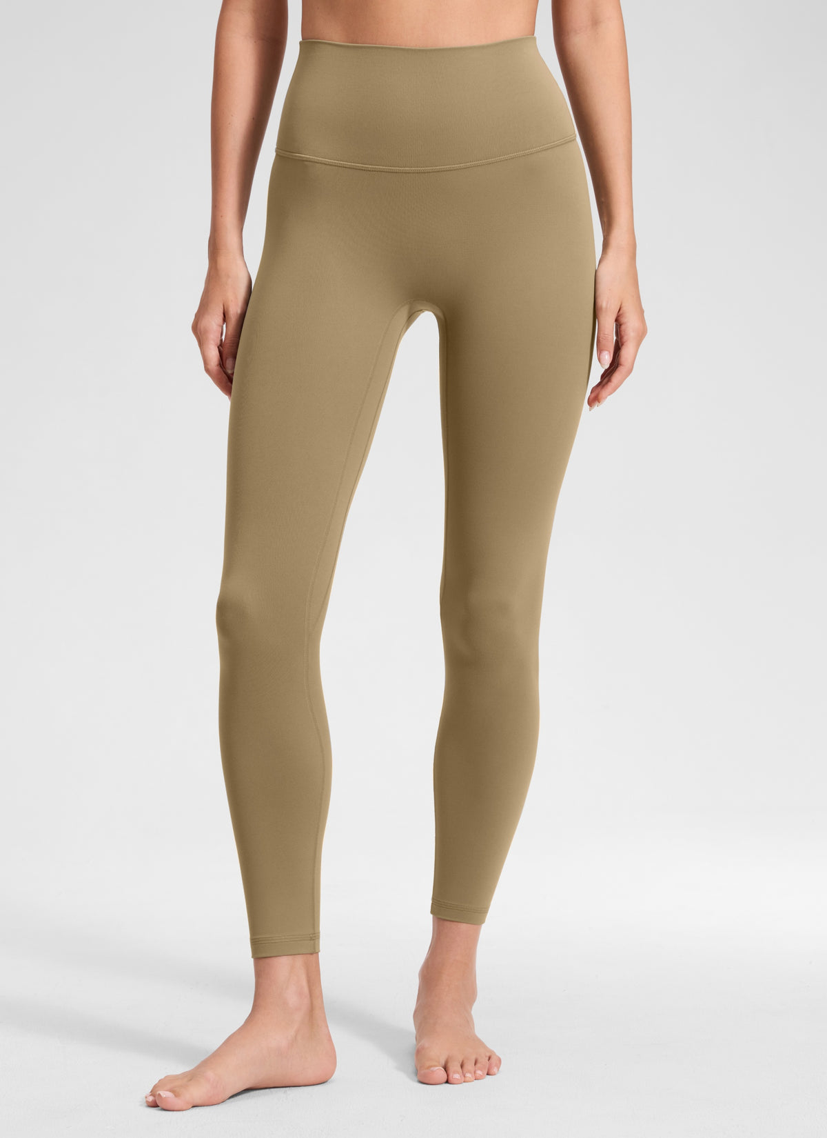 CRZ YOGA Damen Butterluxe Keine Vordernaht Yoga Leggings - 64cm Seele Braun @model_info:Anna