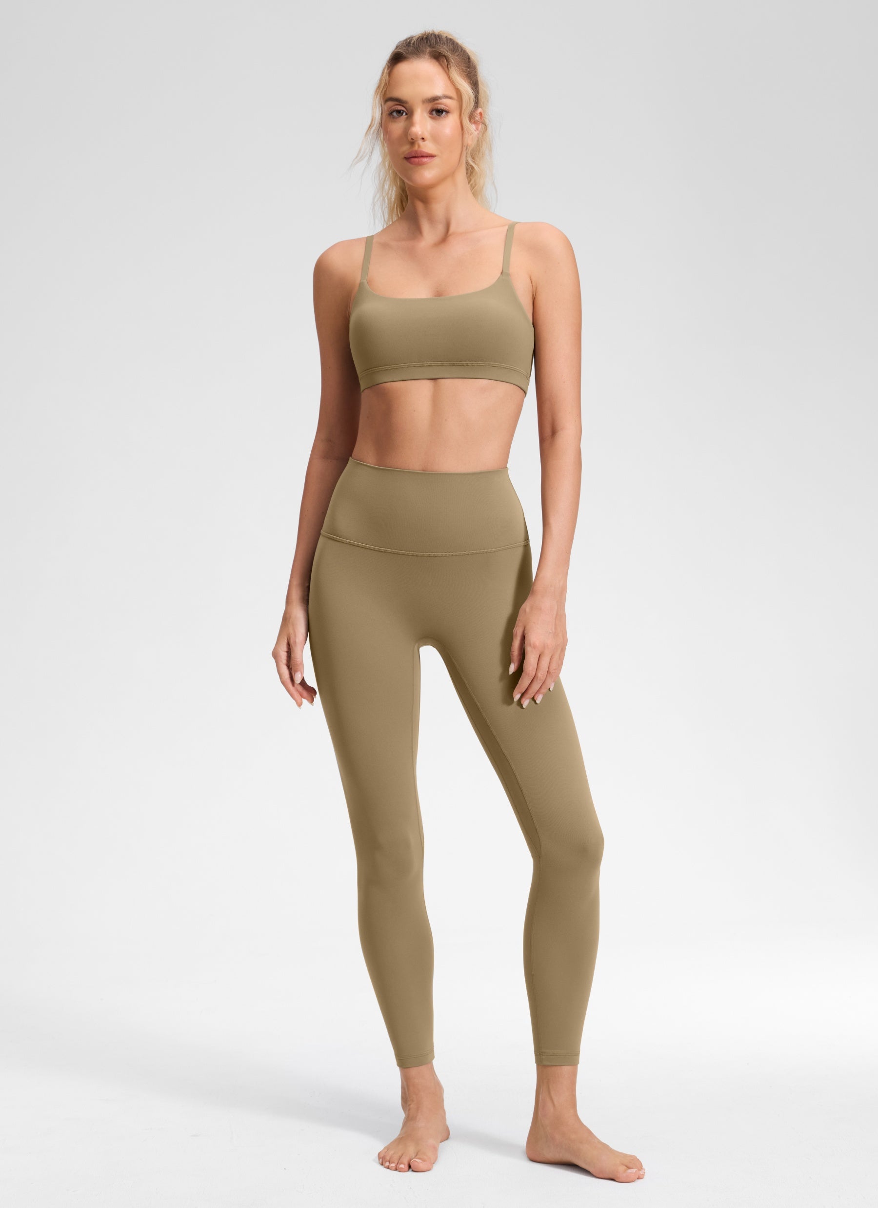 CRZ YOGA Damen Butterluxe Keine Vordernaht Yoga Leggings - 64cm Seele Braun