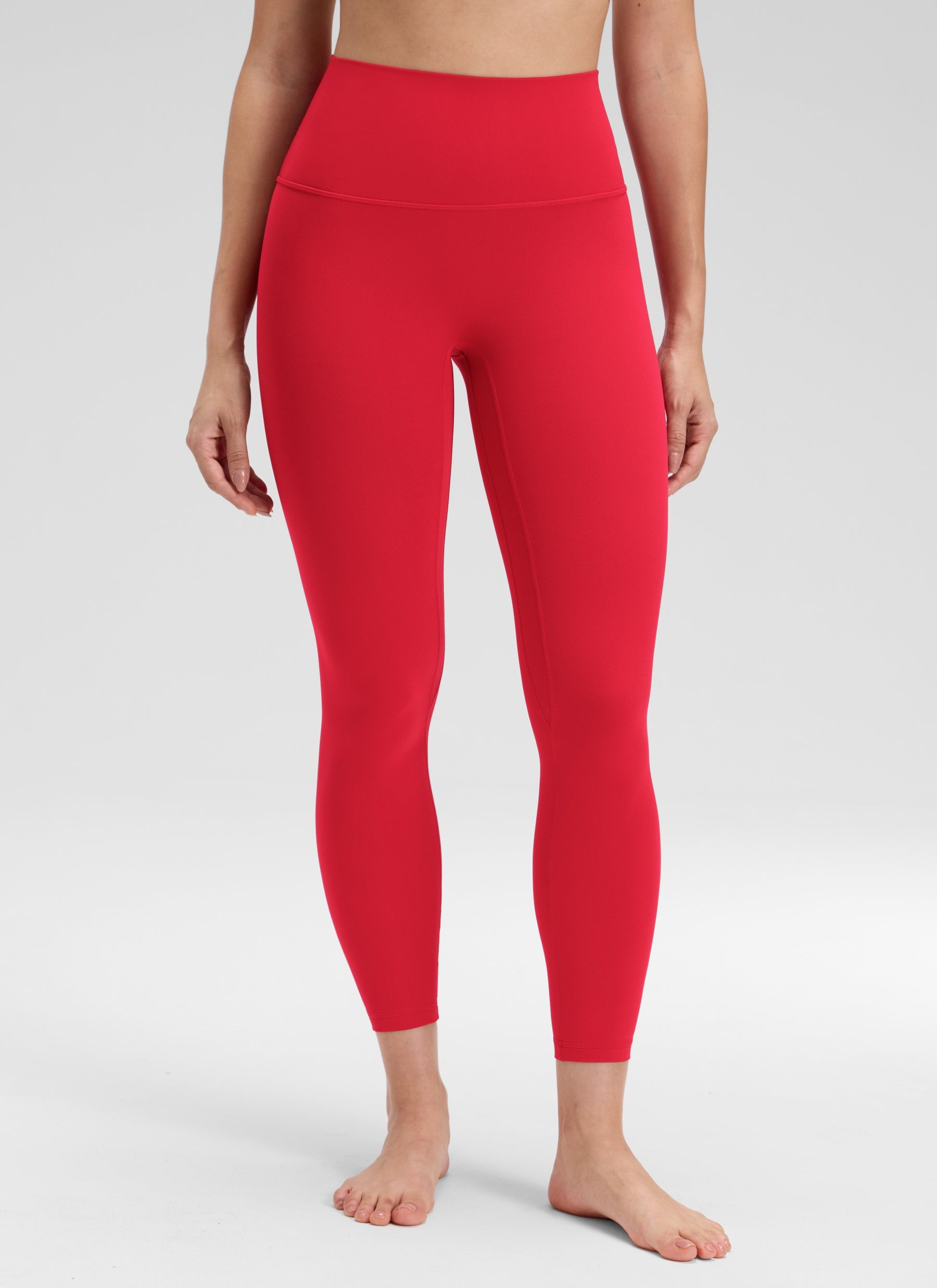 CRZ YOGA Damen Butterluxe Keine Vordernaht Yoga Leggings - 64cm Lippenstift Rot