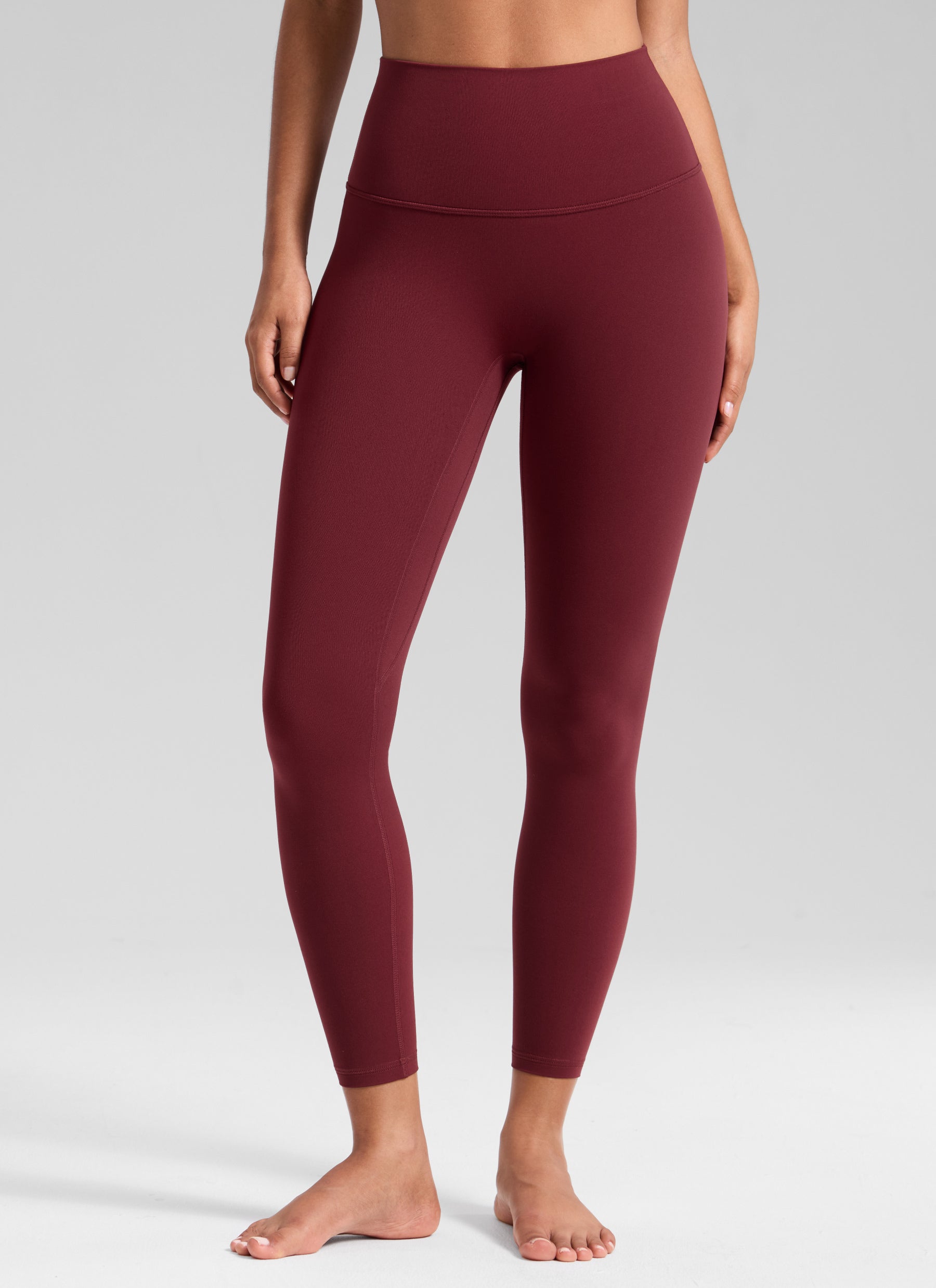 CRZ YOGA Damen Butterluxe Keine Vordernaht Yoga Leggings - 64cm Burgund-Bucht