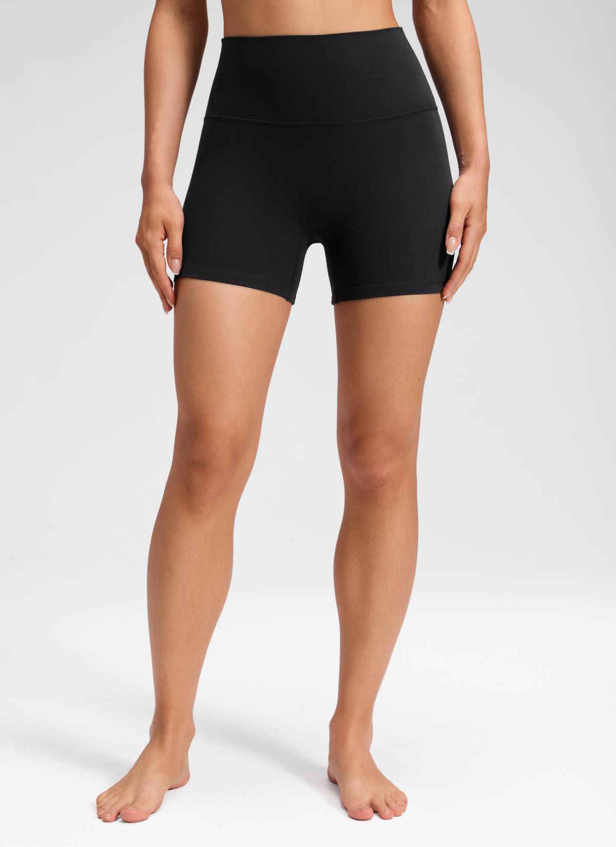 CRZ YOGA Damen Butterluxe Keine Vordernaht Hohe Taille Sporthose -10cm Schwarz