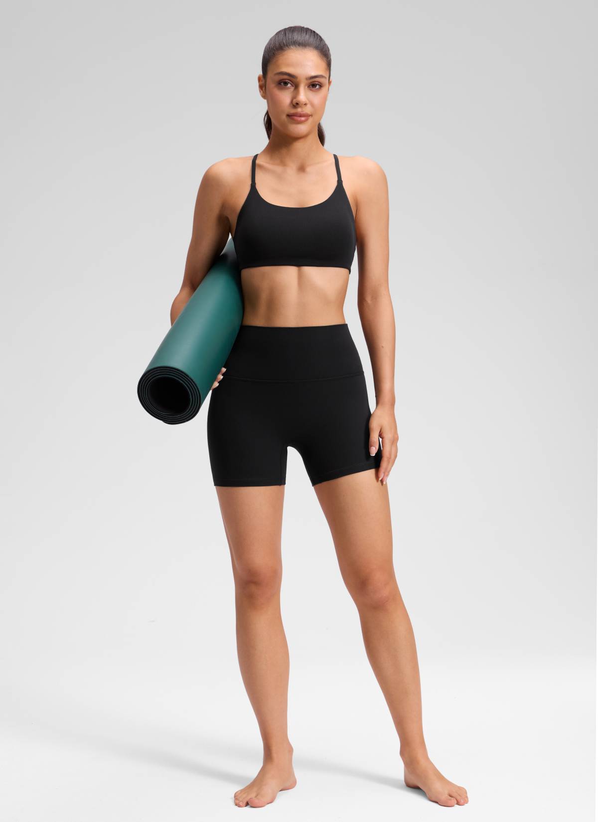 CRZ YOGA Damen Butterluxe Keine Vordernaht Hohe Taille Sporthose -10cm Schwarz