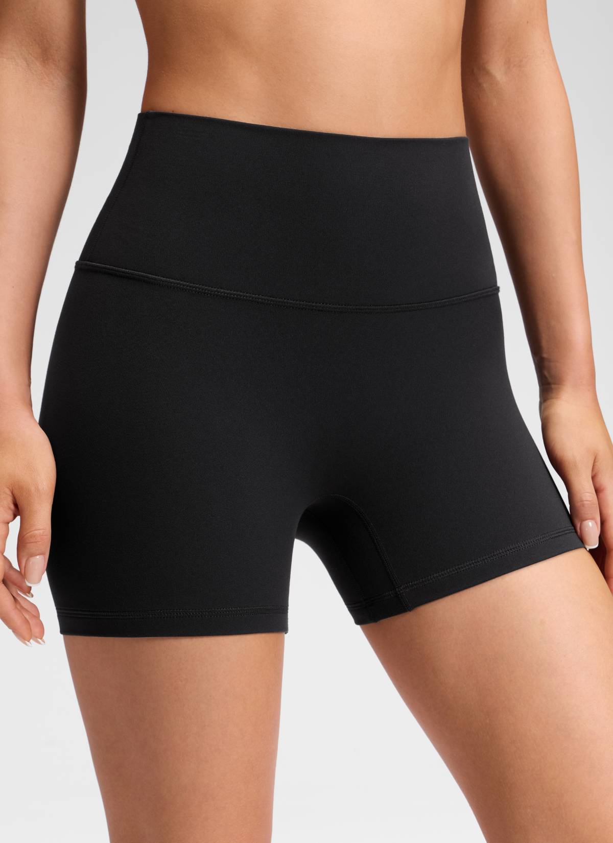 CRZ YOGA Damen Butterluxe Keine Vordernaht Hohe Taille Sporthose -10cm Schwarz