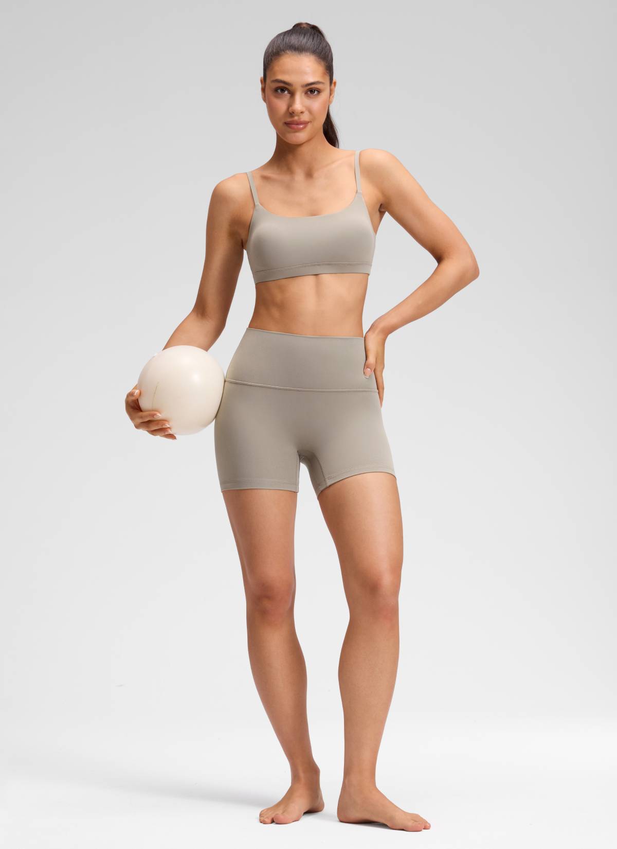 CRZ YOGA Damen Butterluxe Keine Vordernaht Hohe Taille Sporthose -10cm Warmes Aschgrau