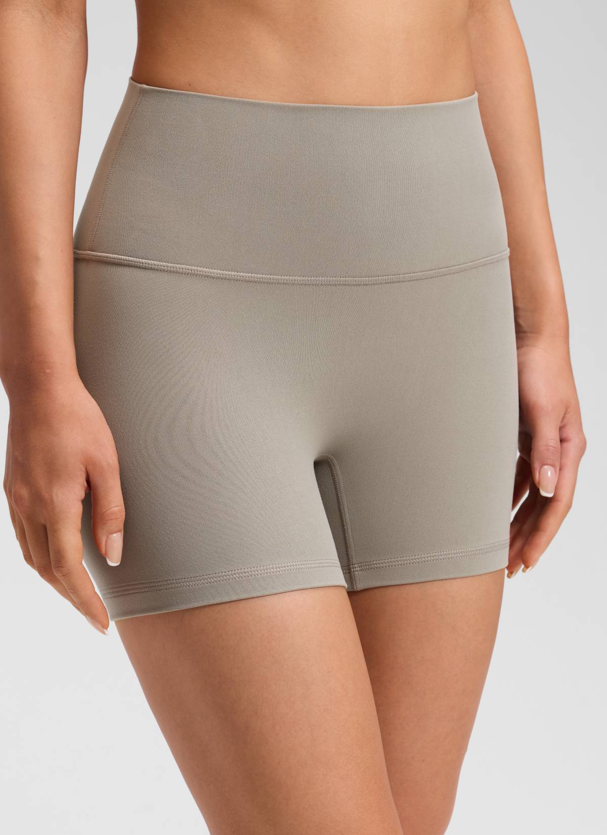 CRZ YOGA Damen Butterluxe Keine Vordernaht Hohe Taille Sporthose -10cm Warmes Aschgrau