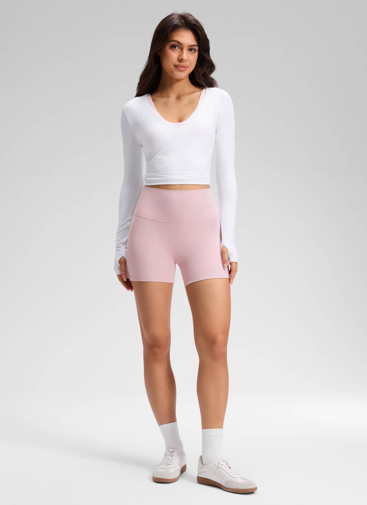CRZ YOGA Damen Butterluxe Keine Vordernaht Hohe Taille Sporthose -10cm Rosa Haze
