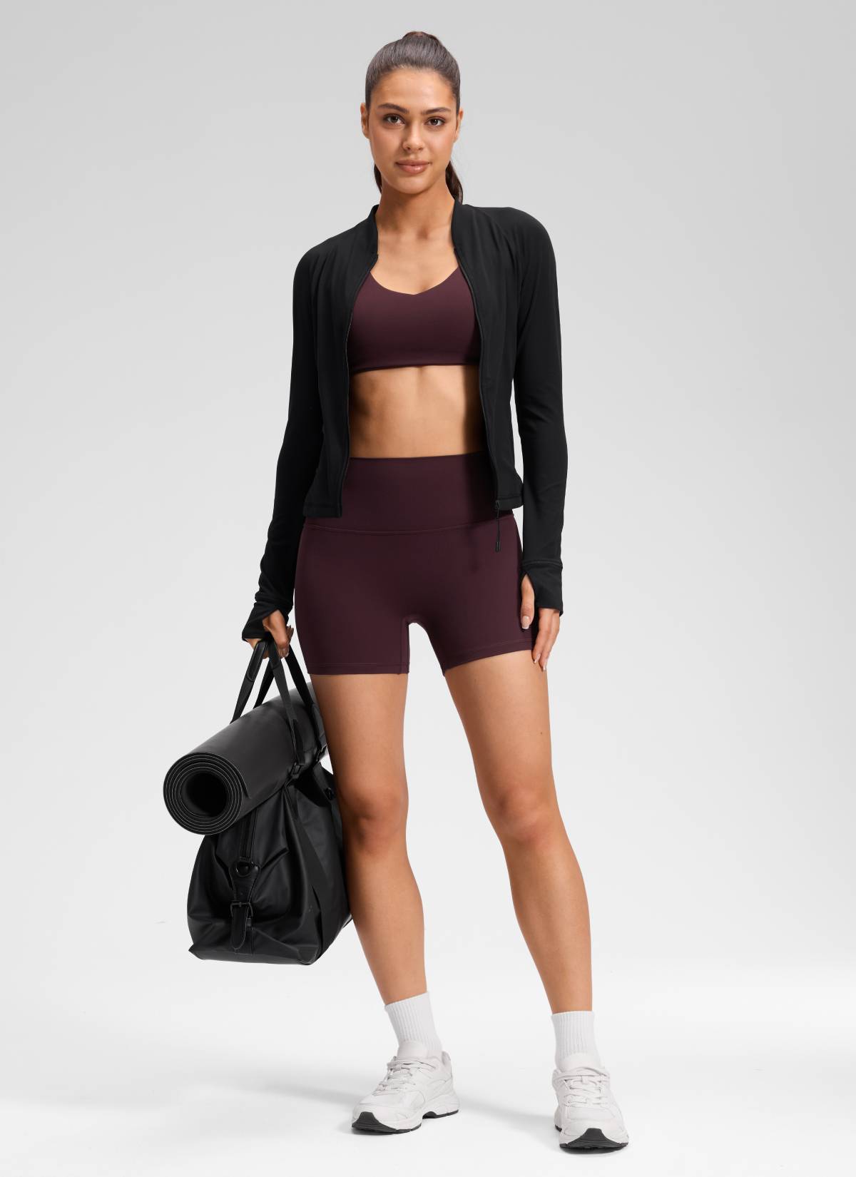 CRZ YOGA Damen Butterluxe Keine Vordernaht Hohe Taille Sporthose -10cm Reife Pflaume