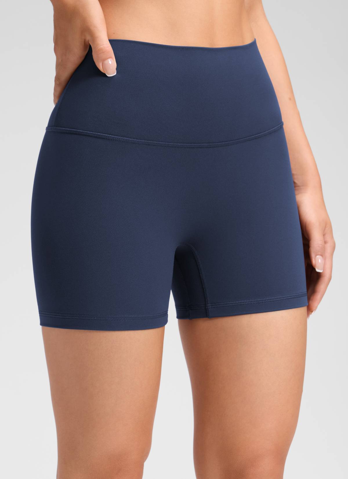 CRZ YOGA Damen Butterluxe Keine Vordernaht Hohe Taille Sporthose -10cm Club Blau