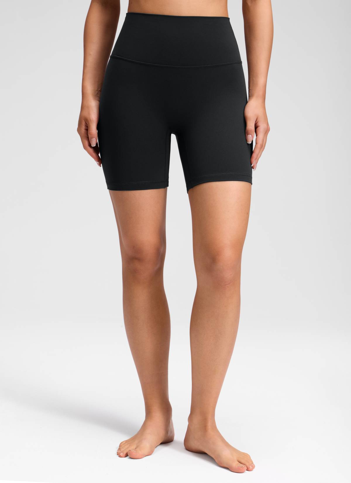 CRZ YOGA Damen Butterluxe Keine Vordernaht Hohe Taille Sporthose -15cm Schwarz
