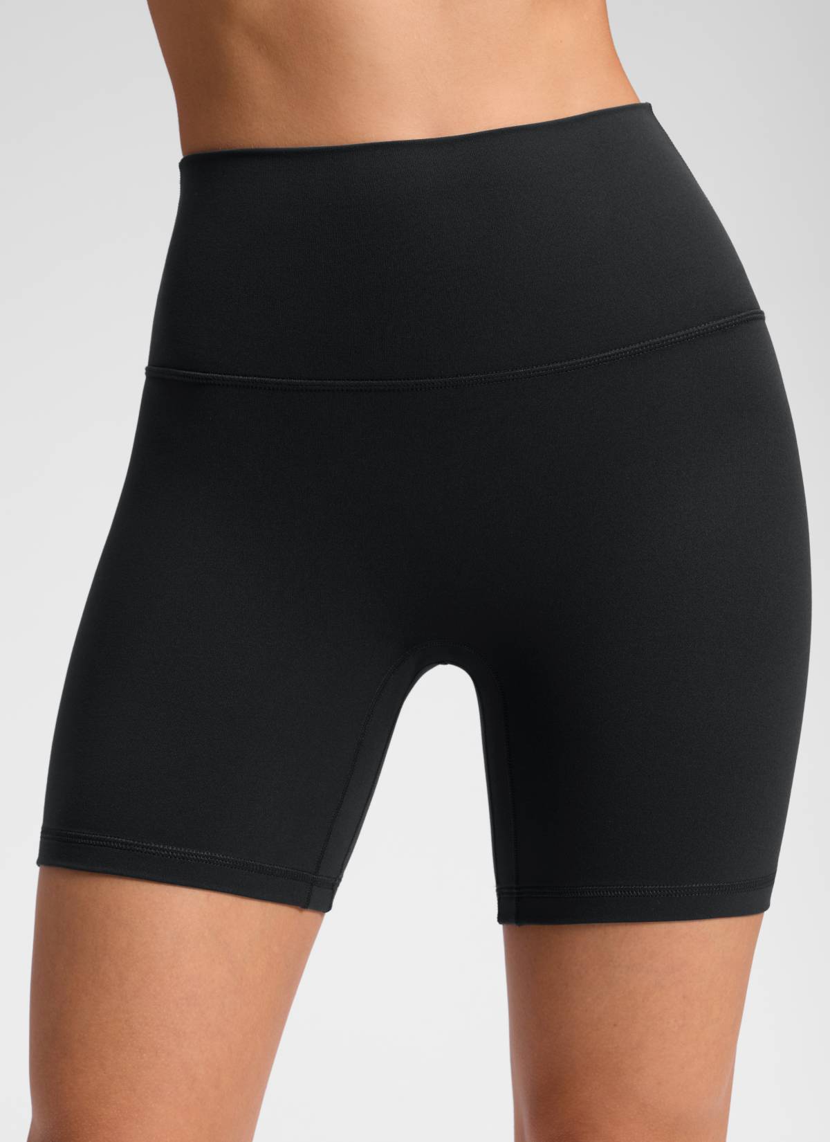 CRZ YOGA Damen Butterluxe Keine Vordernaht Hohe Taille Sporthose -15cm Schwarz