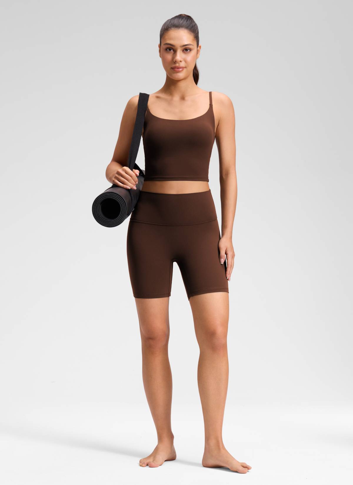 CRZ YOGA Damen Butterluxe Keine Vordernaht Hohe Taille Sporthose -15cm Lava Braun
