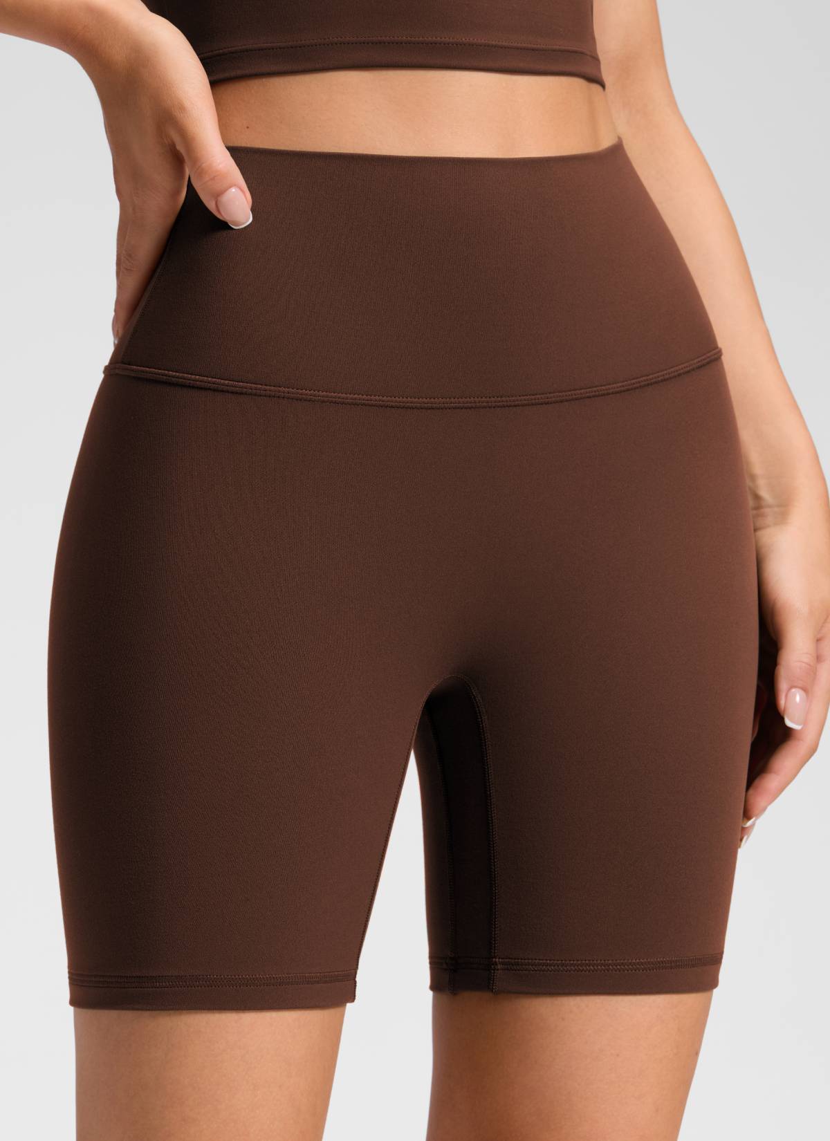 CRZ YOGA Damen Butterluxe Keine Vordernaht Hohe Taille Sporthose -15cm Lava Braun