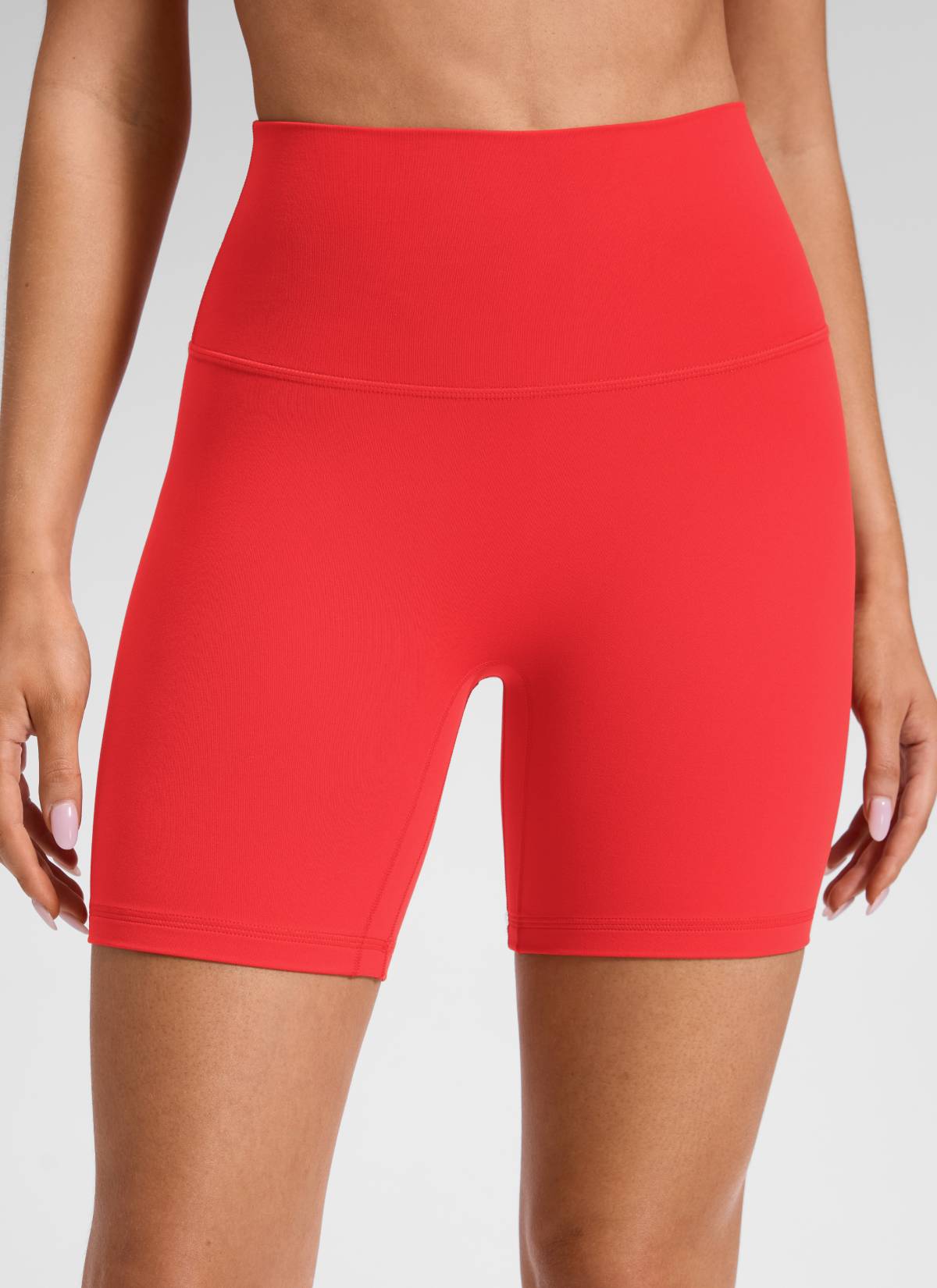 CRZ YOGA Damen Butterluxe Keine Vordernaht Hohe Taille Sporthose -15cm Tiefrot