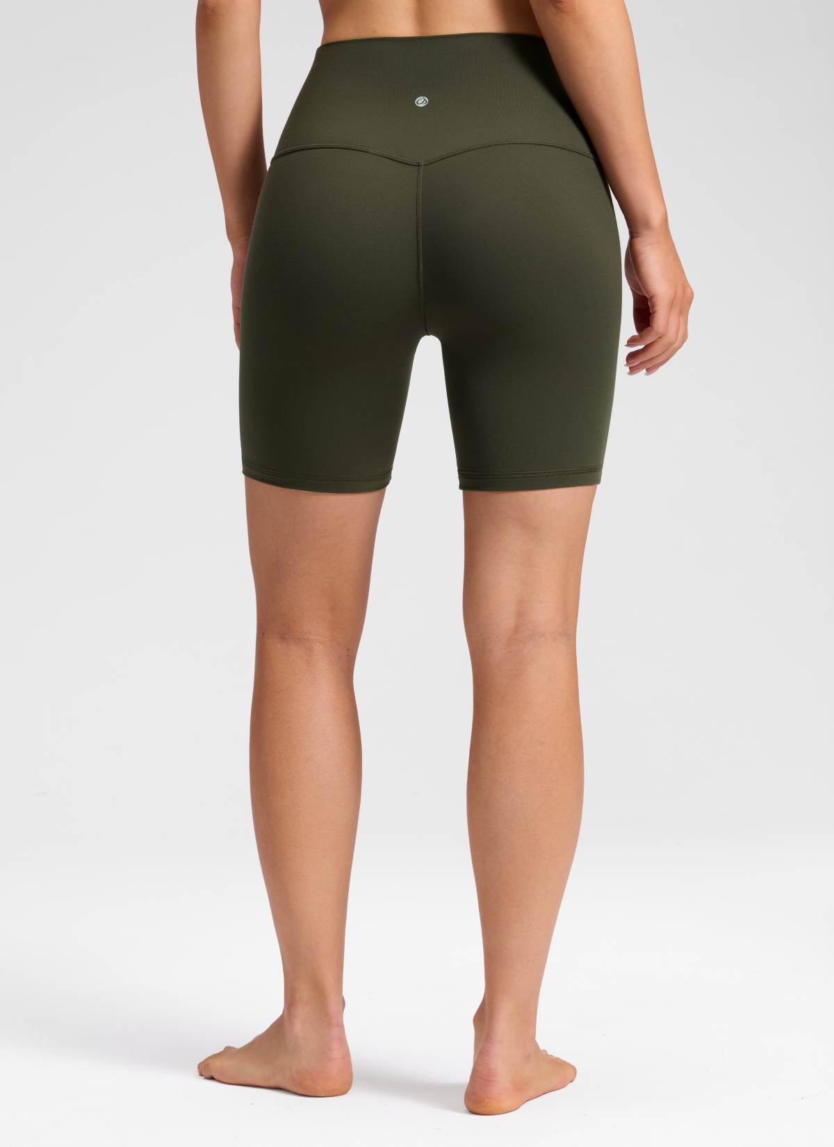 CRZ YOGA Damen Butterluxe Keine Vordernaht Hohe Taille Sporthose -15cm Olivgrün