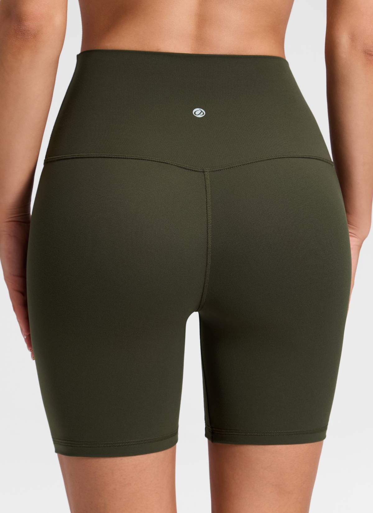 CRZ YOGA Damen Butterluxe Keine Vordernaht Hohe Taille Sporthose -15cm Olivgrün