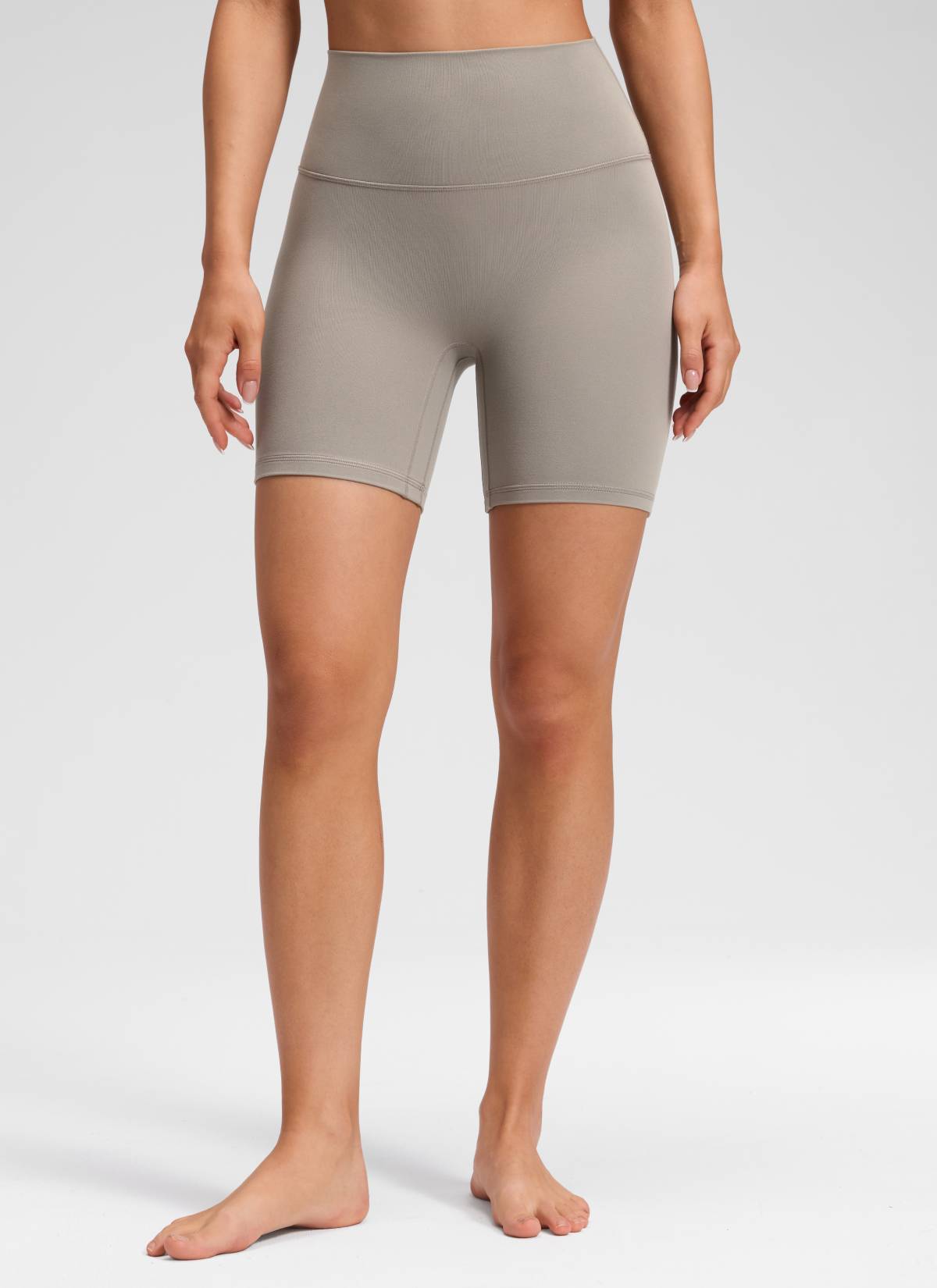 CRZ YOGA Damen Butterluxe Keine Vordernaht Hohe Taille Sporthose -15cm Warmes Aschgrau