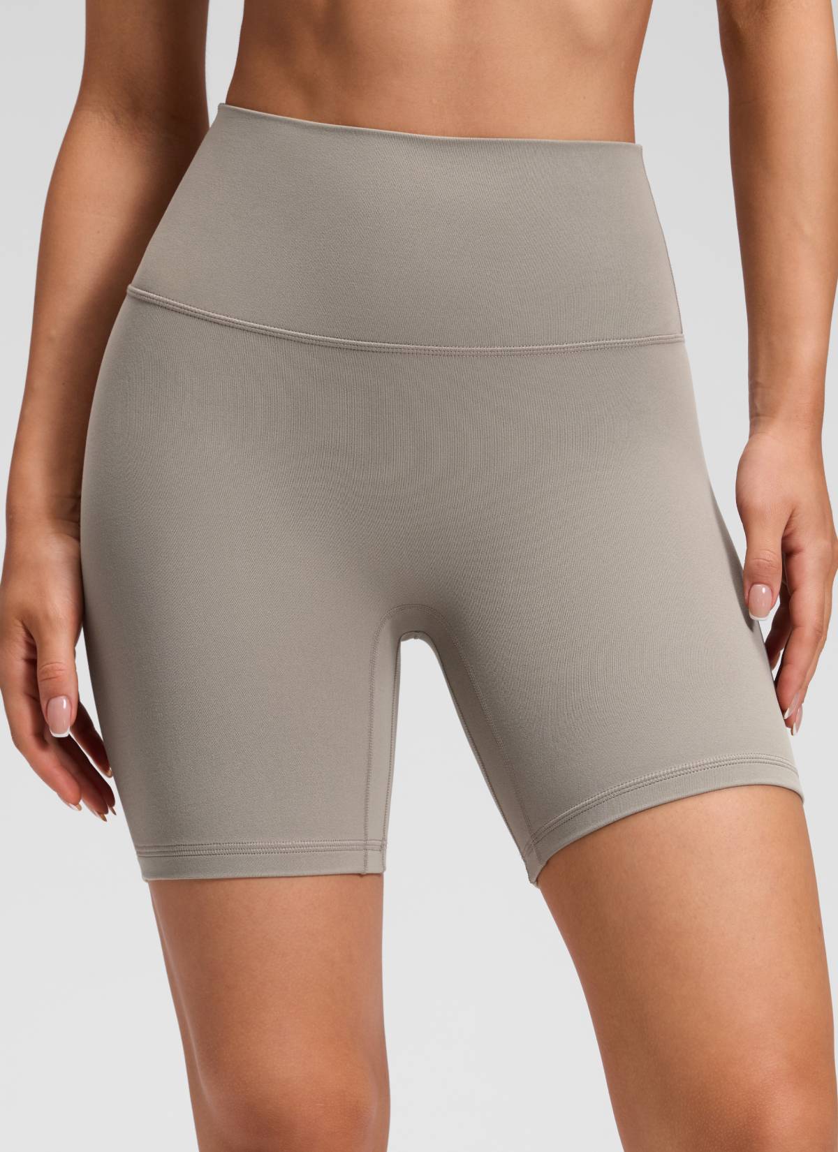 CRZ YOGA Damen Butterluxe Keine Vordernaht Hohe Taille Sporthose -15cm Warmes Aschgrau