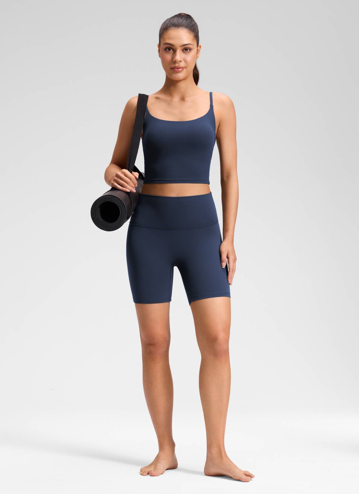 CRZ YOGA Damen Butterluxe Keine Vordernaht Hohe Taille Sporthose -15cm Club Blau