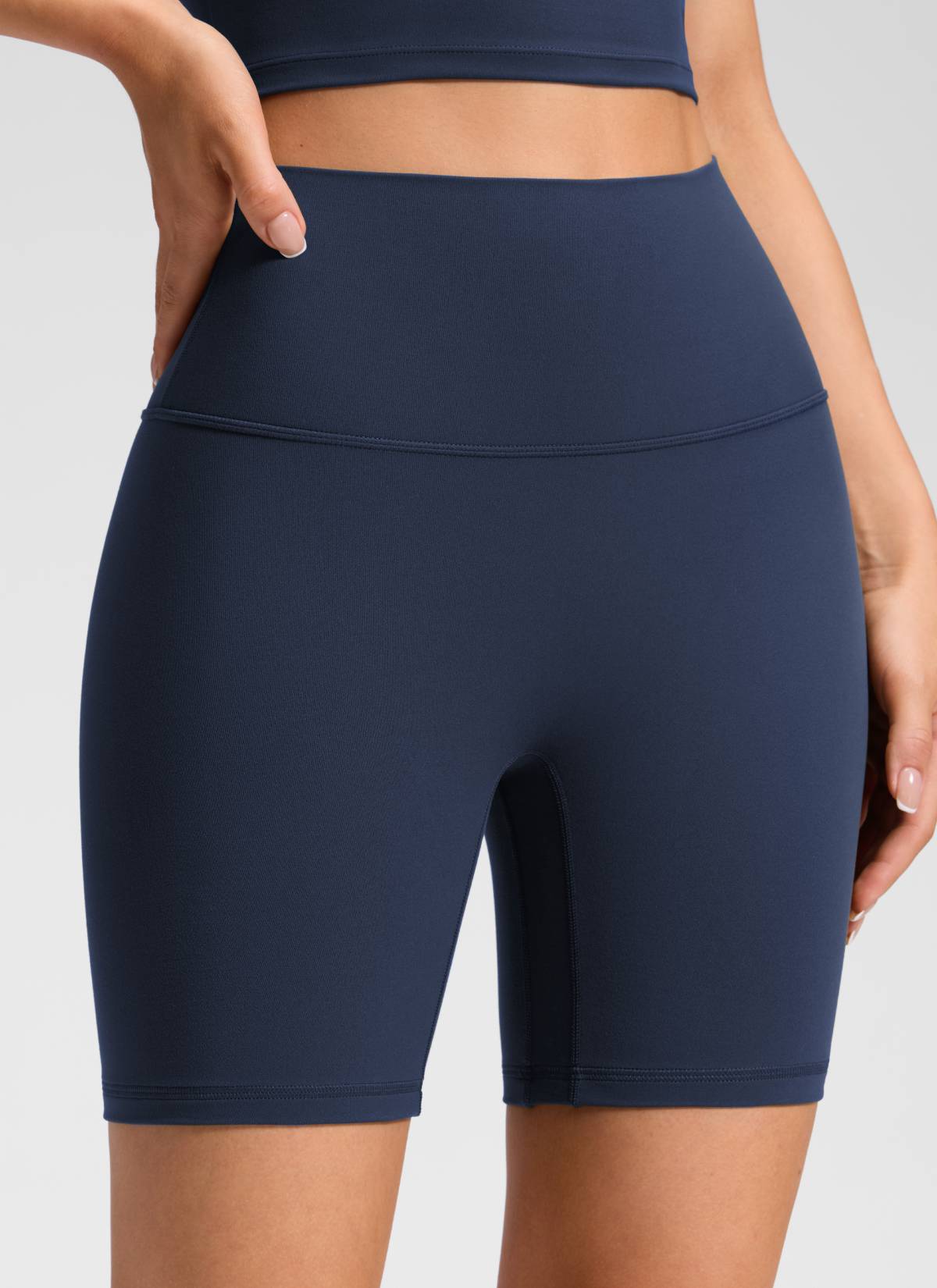CRZ YOGA Damen Butterluxe Keine Vordernaht Hohe Taille Sporthose -15cm Club Blau