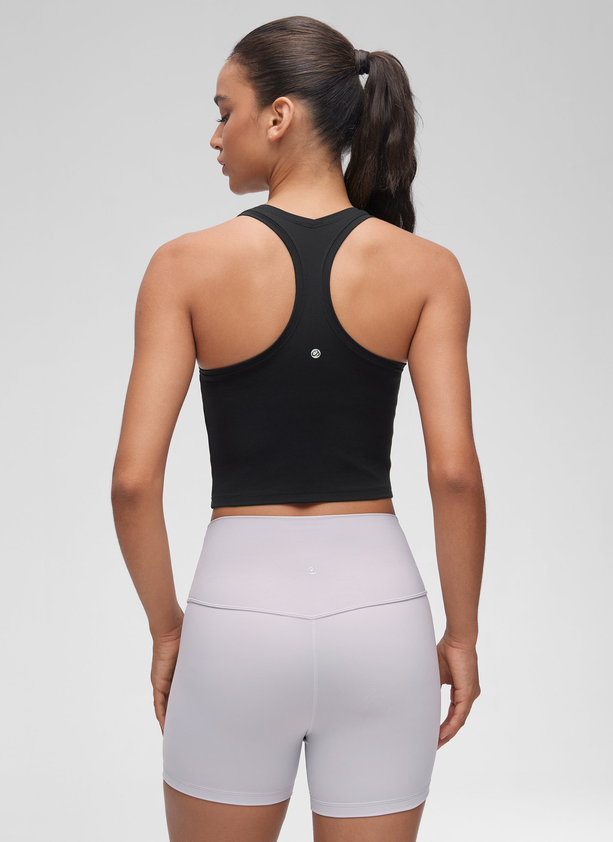 CRZ YOGA Damen Butterluxe U-Ausschnitt Racerback Yoga Tanktop Schwarz
