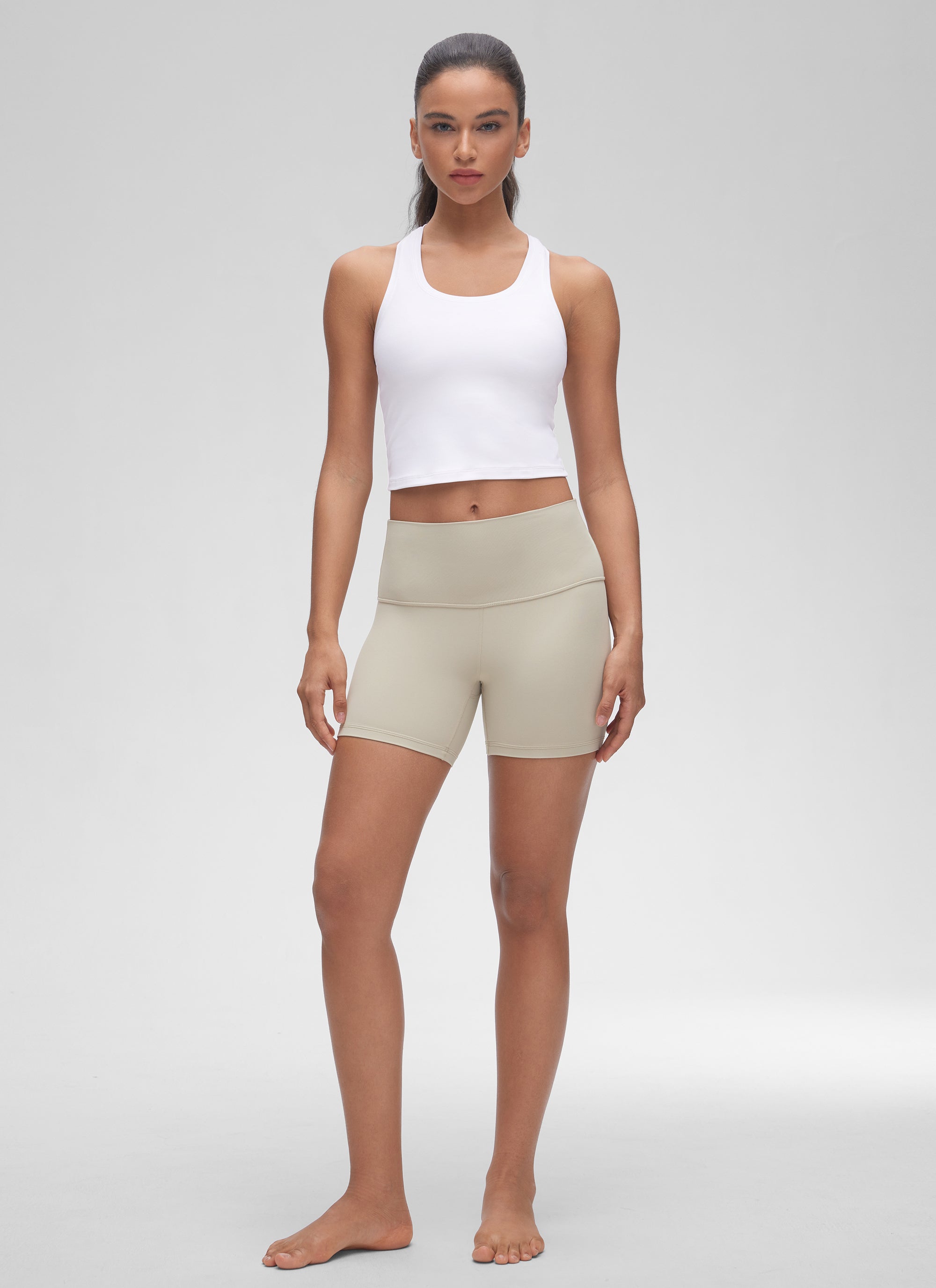 CRZ YOGA Damen Butterluxe U-Ausschnitt Racerback Yoga Tanktop Weiss