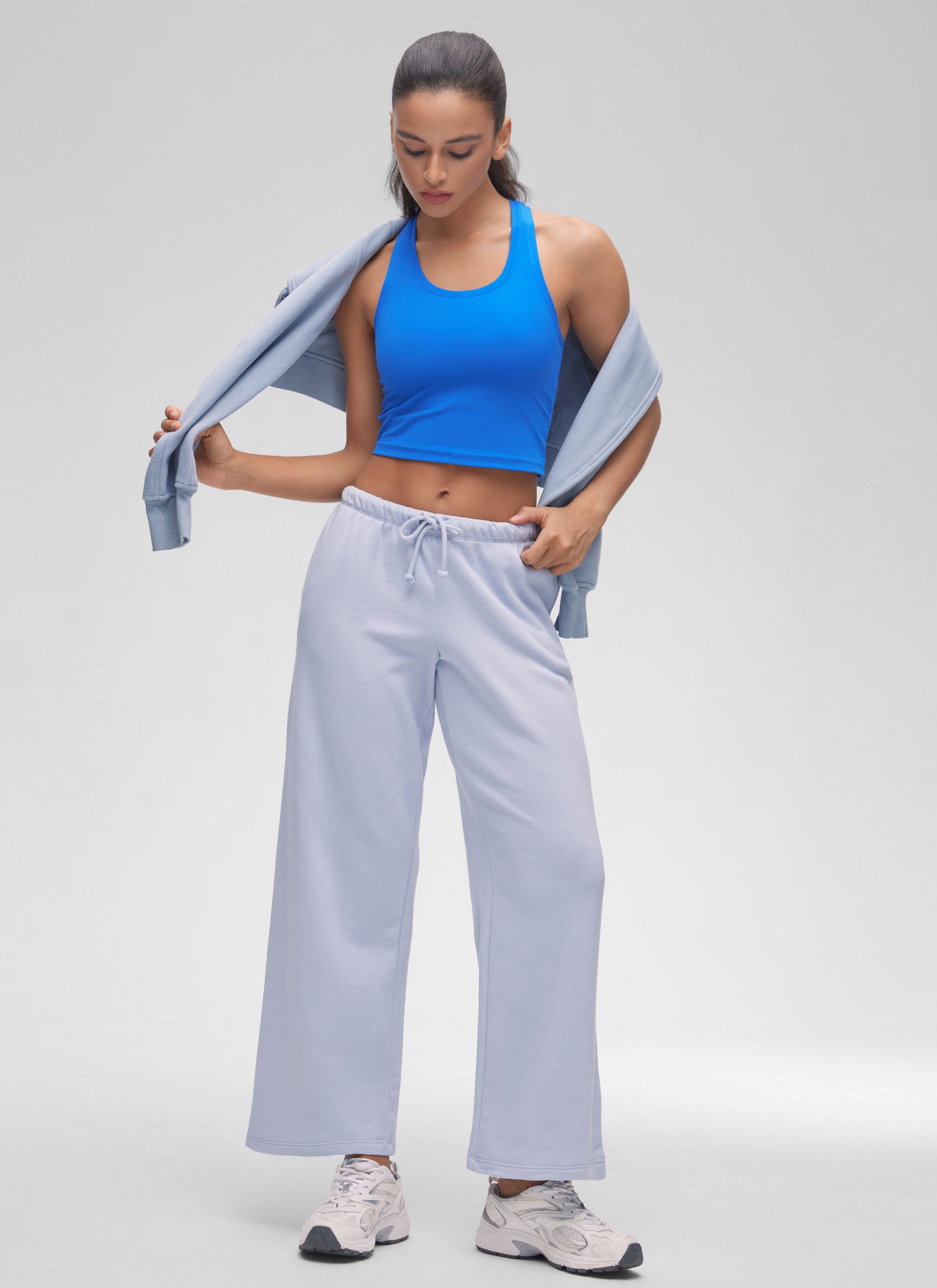 CRZ YOGA Damen Butterluxe U-Ausschnitt Racerback Yoga Tanktop Funkelndes Blau