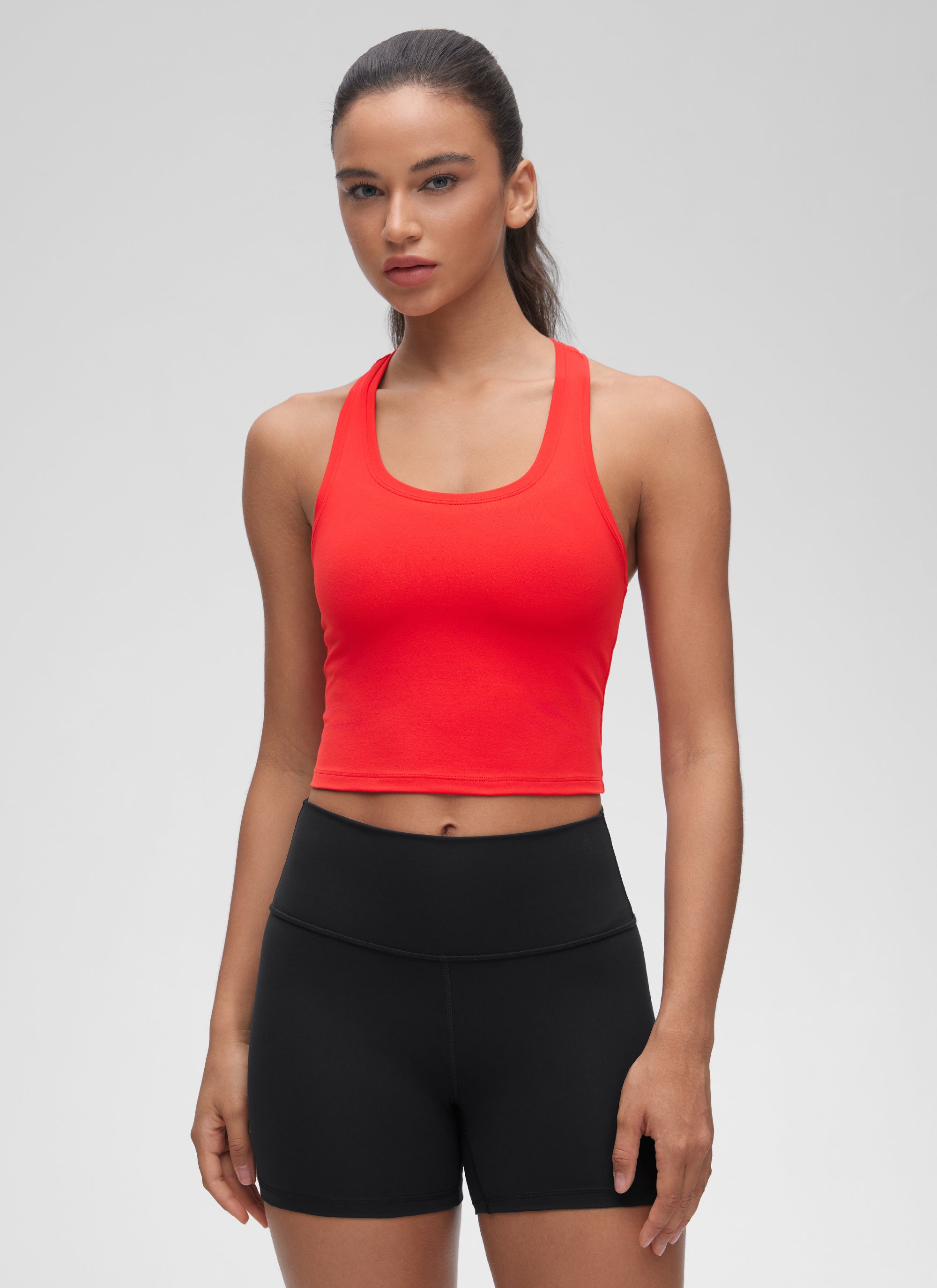 CRZ YOGA Damen Butterluxe U-Ausschnitt Racerback Yoga Tanktop Tiefrot