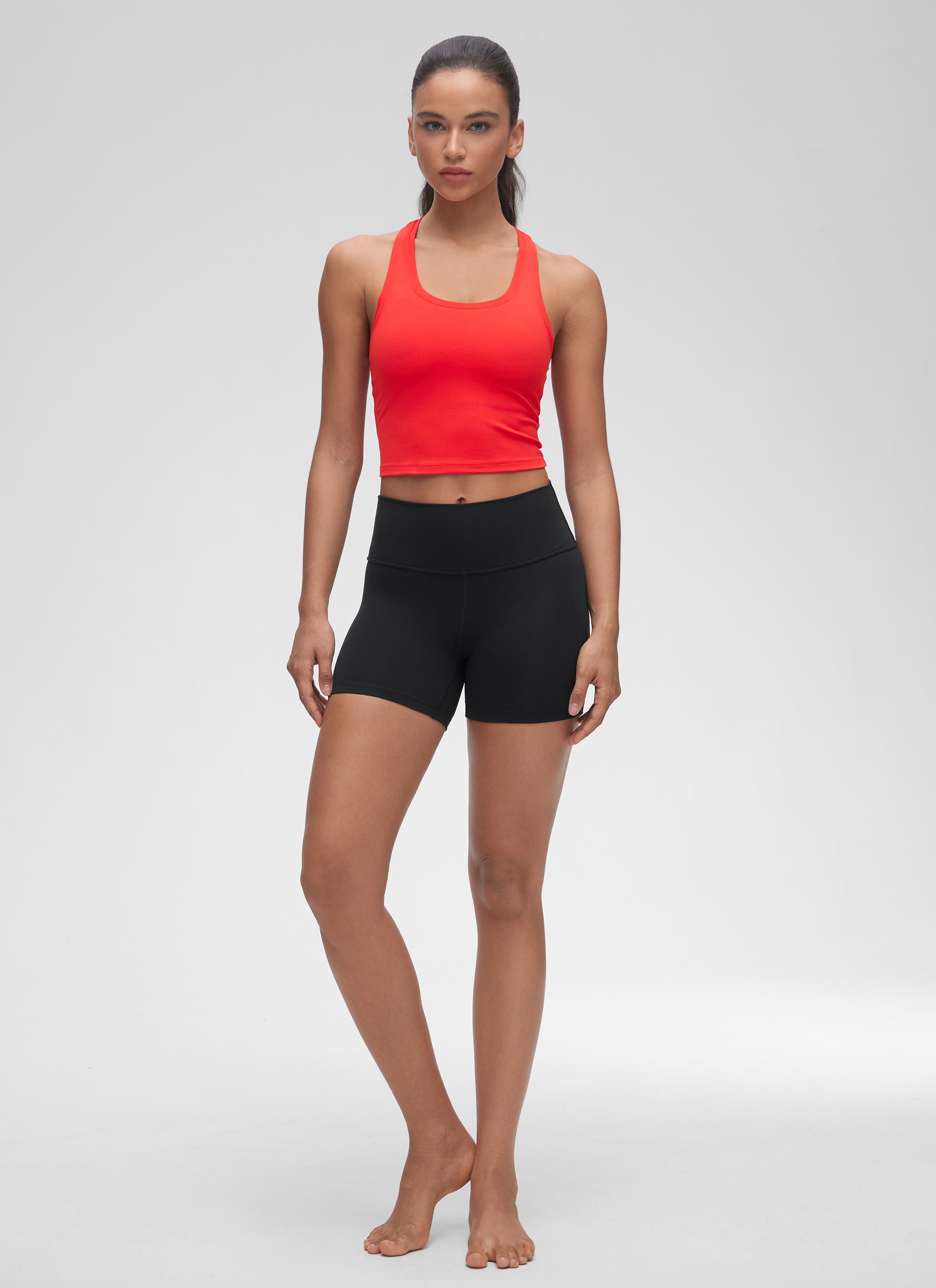 CRZ YOGA Damen Butterluxe U-Ausschnitt Racerback Yoga Tanktop Tiefrot