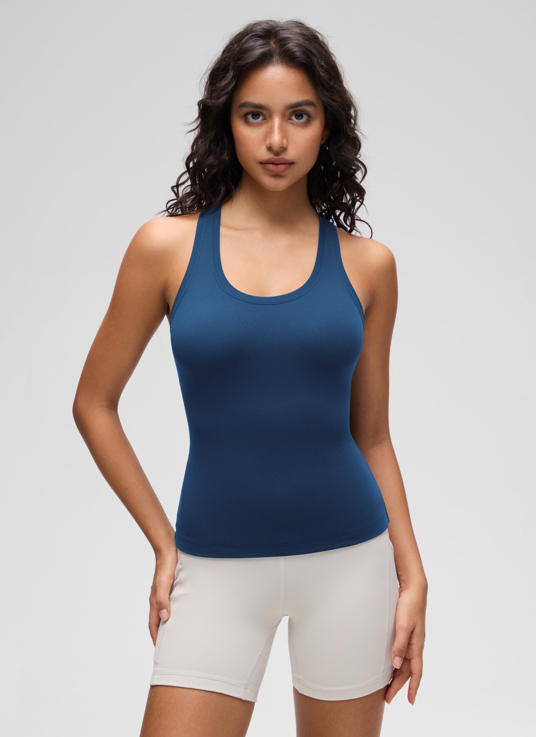 CRZ YOGA Damen Butterluxe Racerback Ärmelloses Shirt FRANZÖSISCHE MARINE