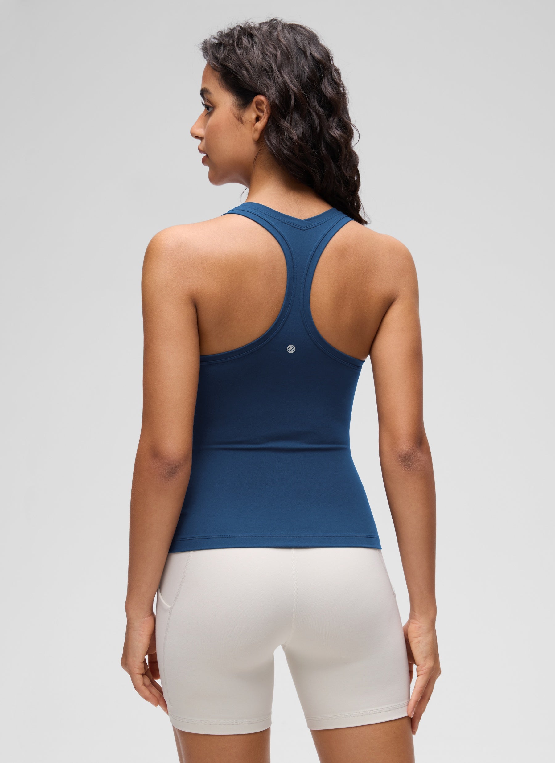 CRZ YOGA Damen Butterluxe Racerback Ärmelloses Shirt FRANZÖSISCHE MARINE