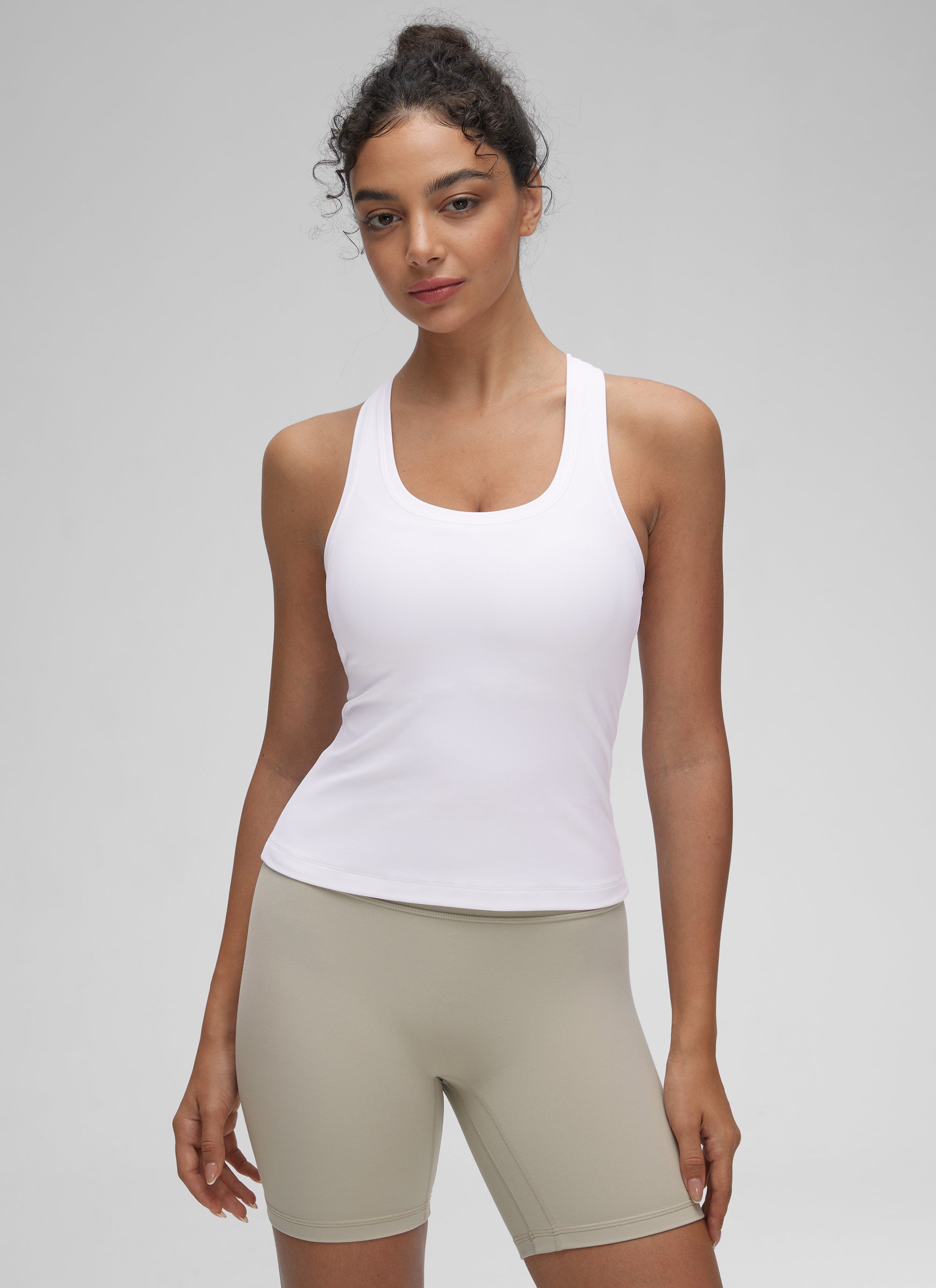 CRZ YOGA Damen Butterluxe Racerback Ärmelloses Shirt Weiss